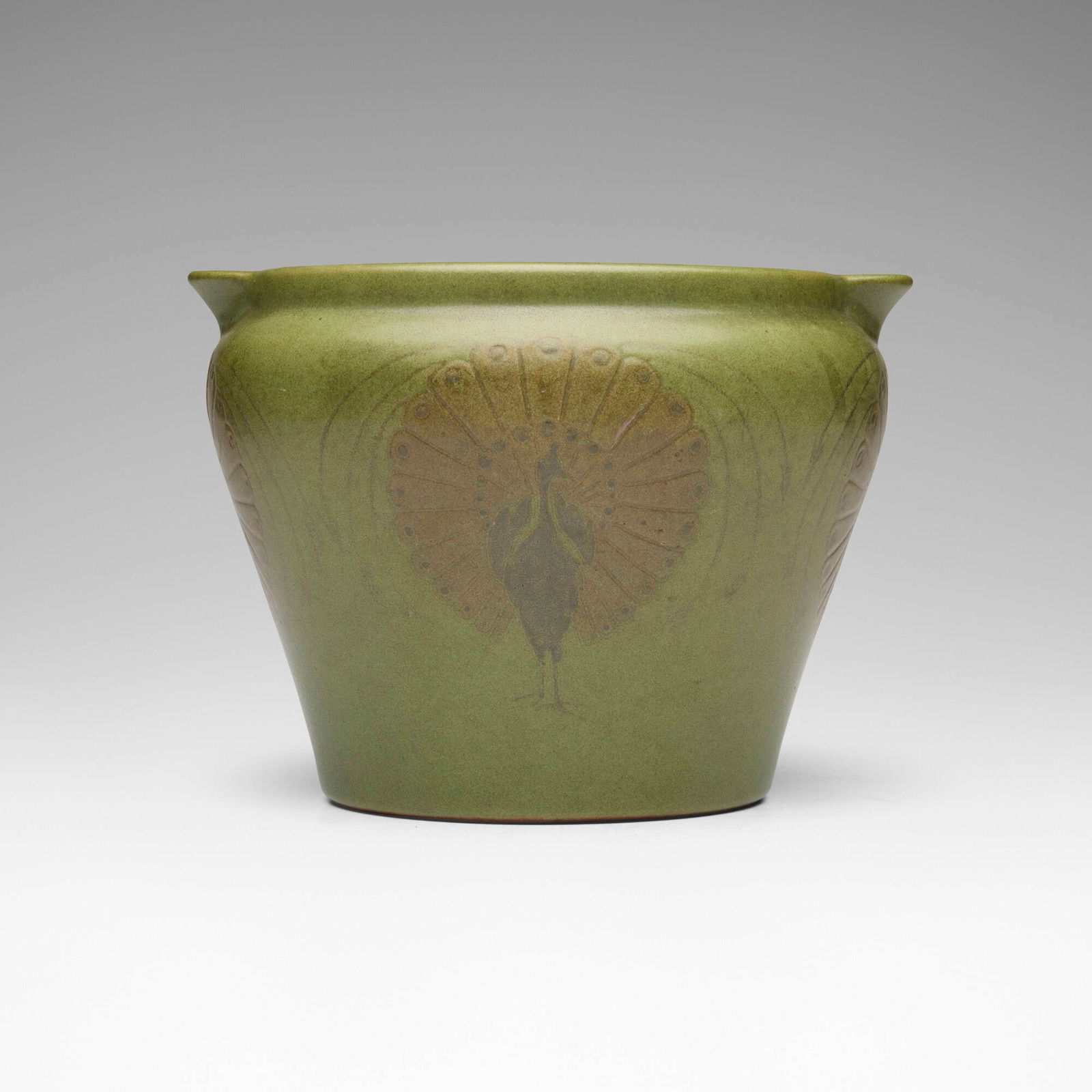 Maude Milner and Sarah Tutt for Marblehead Pottery, Irrigator with peacocks (1 of 4)