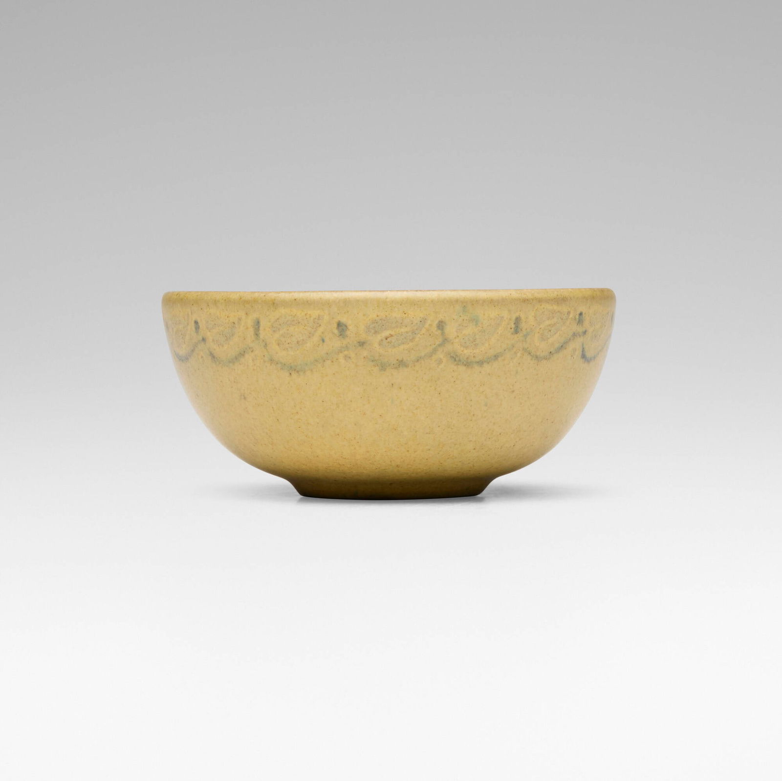 Arthur Hennessey and Sarah Tutt for Marblehead Pottery, Small bowl with vine: Arthur Hennessey and Sarah Tutt for Marblehead Pottery Small bowl with vine USA, 1908-20 glazed earthenware 1.625 h x 3.625 dia in (4 x 9 cm) Impressed manufacturer's mark to underside 'MP' with