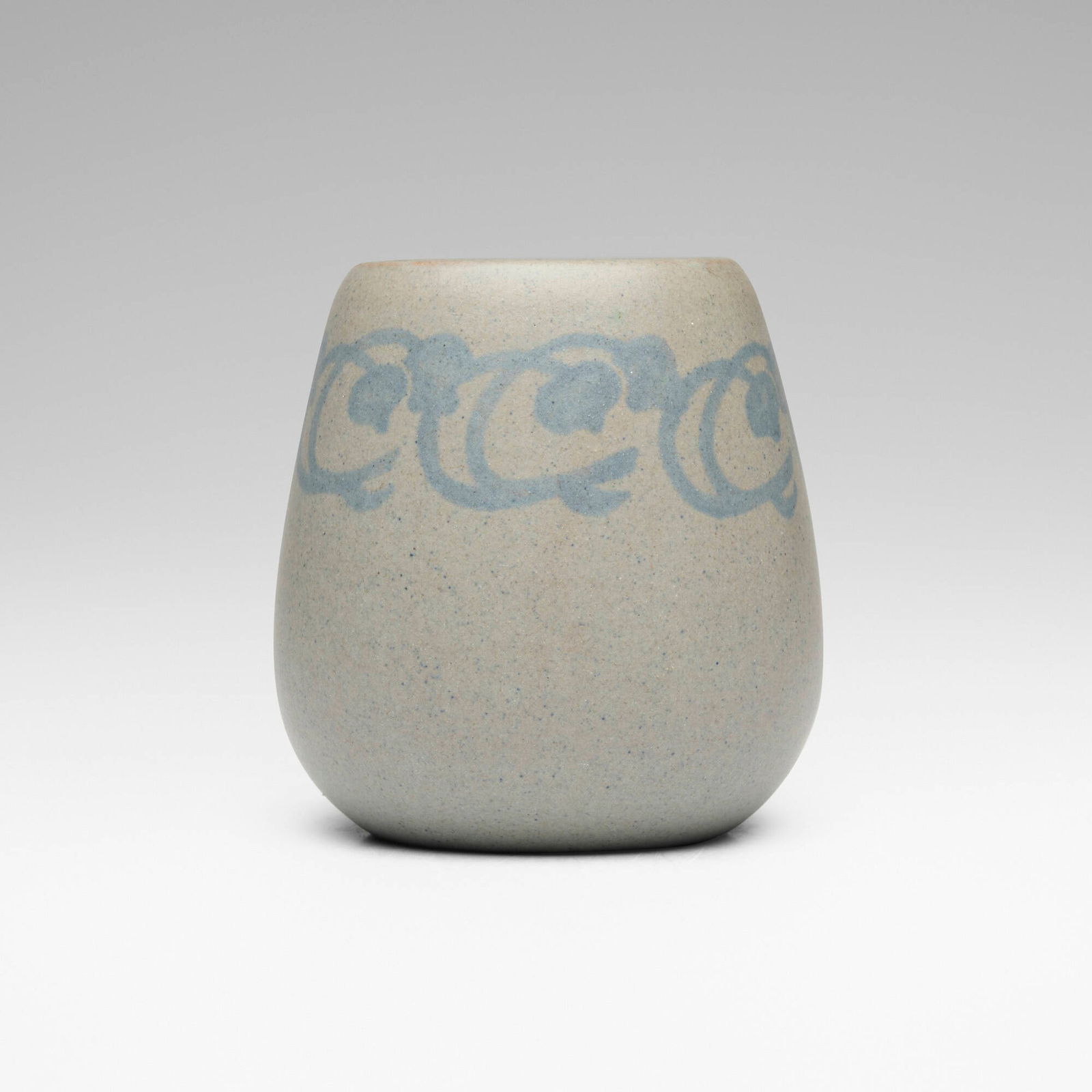 Marblehead Pottery, Vase with flowers: Marblehead Pottery Vase with flowers USA, 1908-20 glazed earthenware 3.375 h x 3.25 dia in (9 x 8 cm) Impressed manufacturer's mark to underside 'MP' with ship symbol. Provenance: Collection of