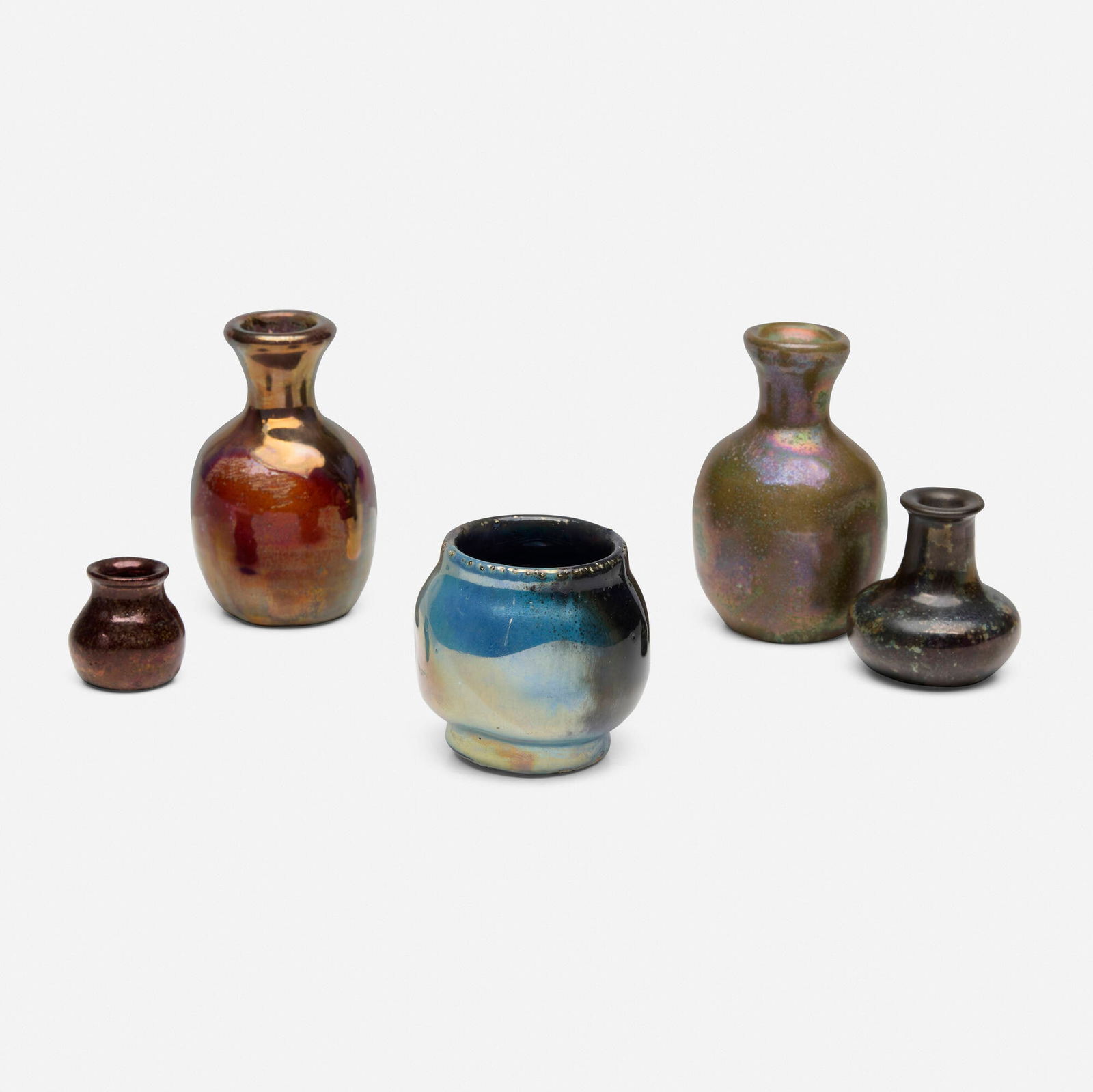 Pewabic Pottery, Collection of five miniature vases (1 of 4)