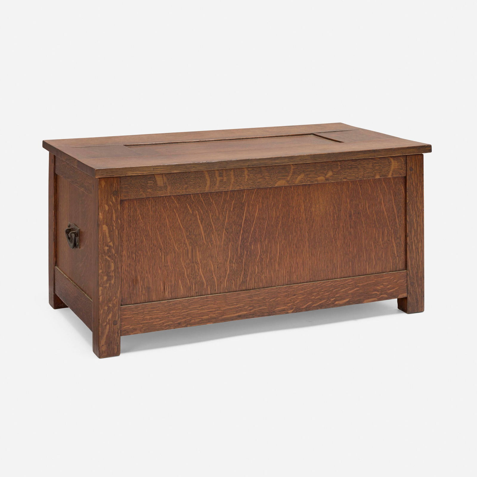 Gustav Stickley, Shirtwaist box, model 95: Gustav Stickley Shirtwaist box, model 95 USA, c. 1909 oak, copper 16 h x 32 w x 17 d in (41 x 81 x 43 cm) Remnant of manufacturer's paper label to underside. Literature: Catalogue of Craftsman
