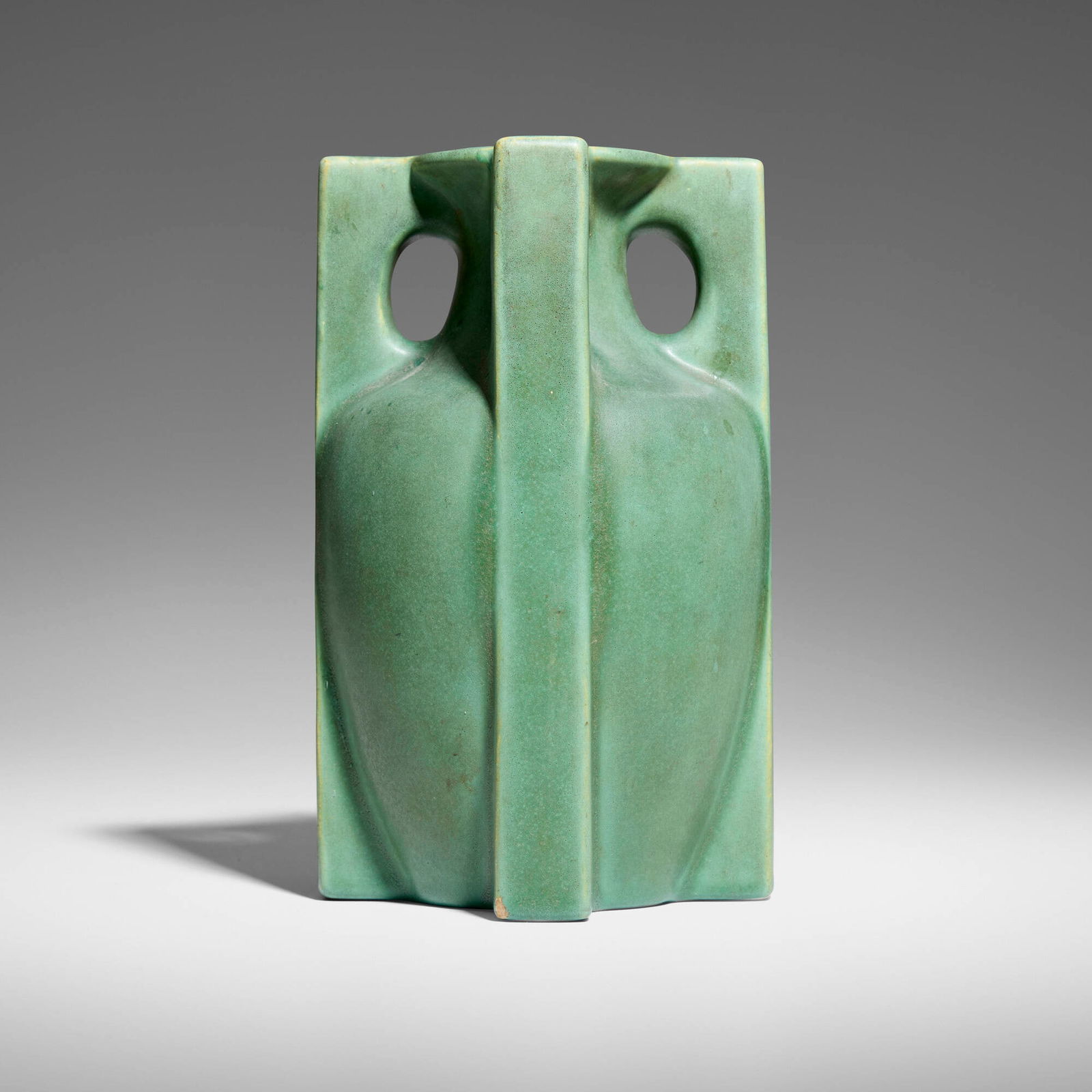 William Day Gates for Teco Pottery, Vase, Model 435A: William Day Gates for Teco Pottery Vase, Model 435A USA, c. 1904 glazed earthenware 7 h x 4.5 dia in (18 x 11 cm) Twice impressed manufacturer's mark to underside 'Teco'. Provenance: Collection