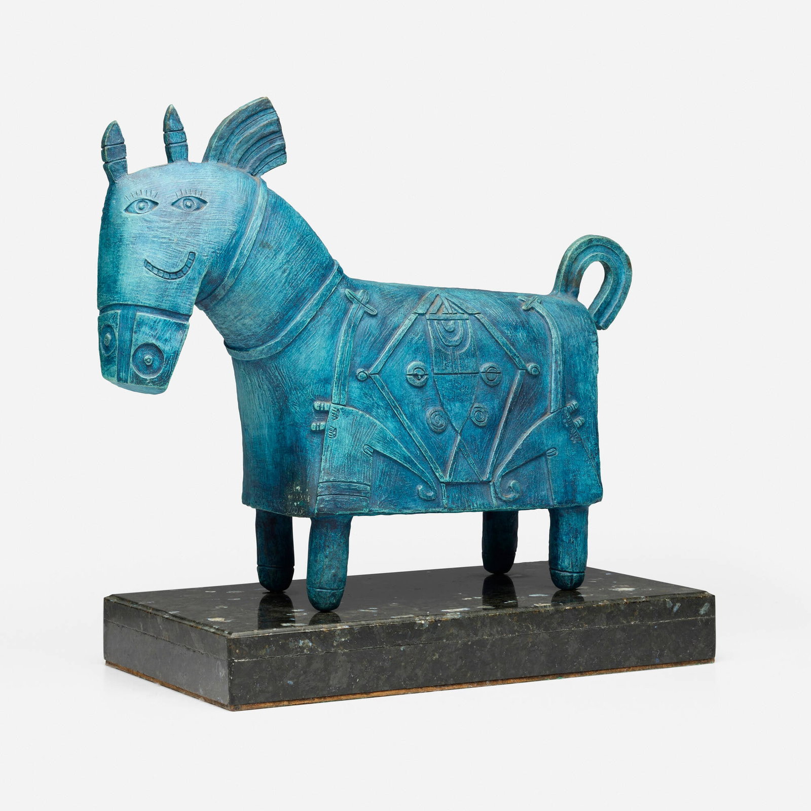 Fernando Andriacci, Caballo: Fernando Andriacci Caballo 2006 patinated bronze, granite 16 h x 17 w x 8.75 d in (41 x 43 x 22 cm) Impressed signature, date and number to lower front edge of horse's blanket 'Andriacci 2006