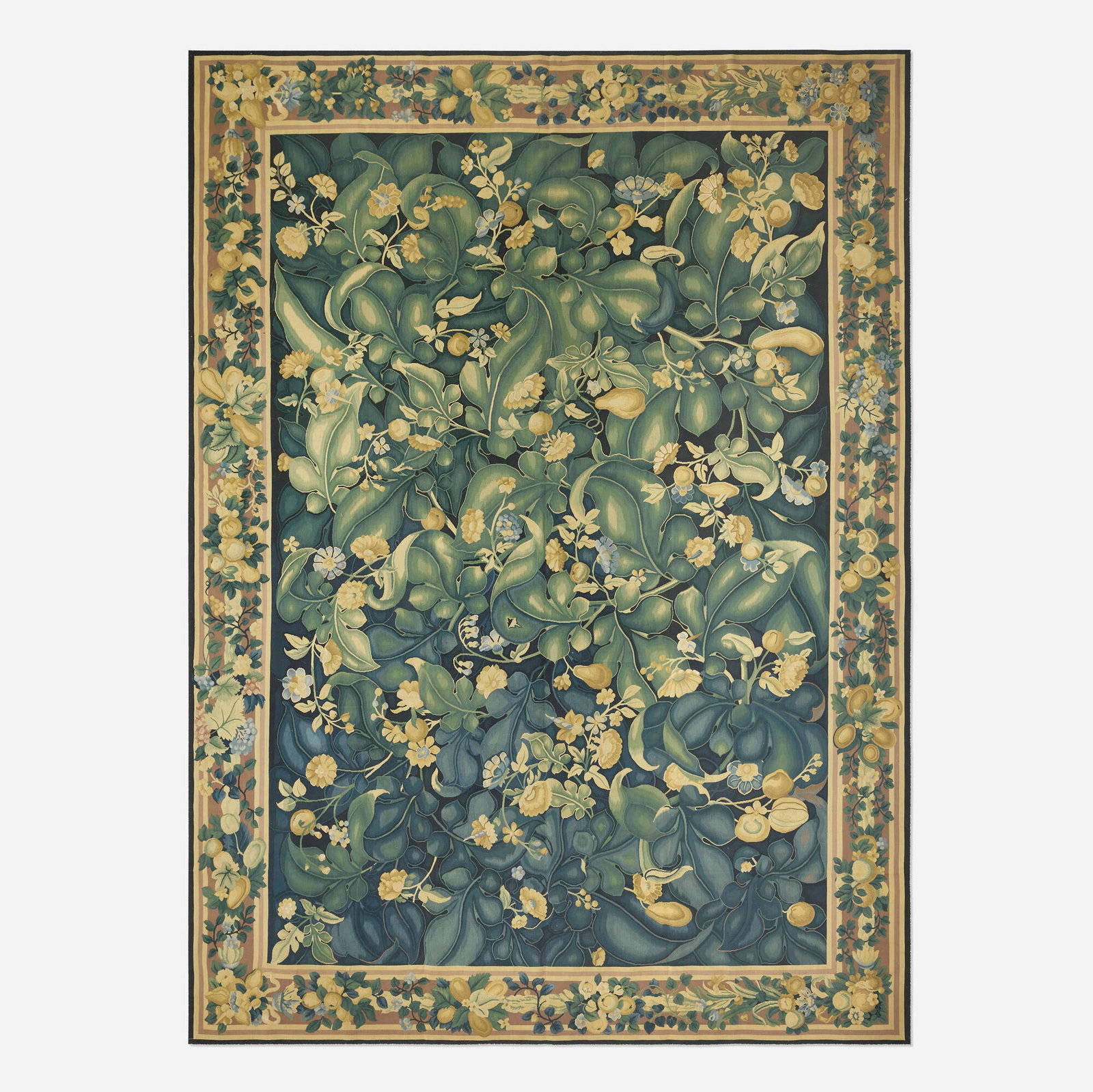 Art Nouveau Style, Flatweave carpet: Art Nouveau Style Flatweave carpet 21st century hand-woven wool 9'10" x 14' in (300 x 427 cm) This work will ship from Lambertville, New Jersey.