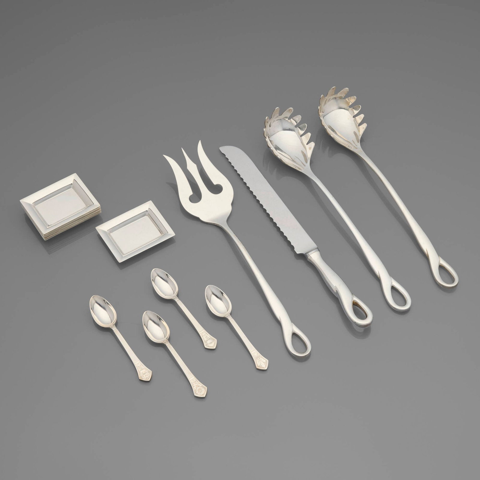 Tiffany & Co., Collection of flatware and serving articles: Tiffany & Co. Collection of flatware and serving articles New York, USA / Italy, 20th century sterling silver, stainless steel longest: 1 w x 11.25 l in (3 x 29 cm) shortest: 0.875 w x 4.25 l in (2