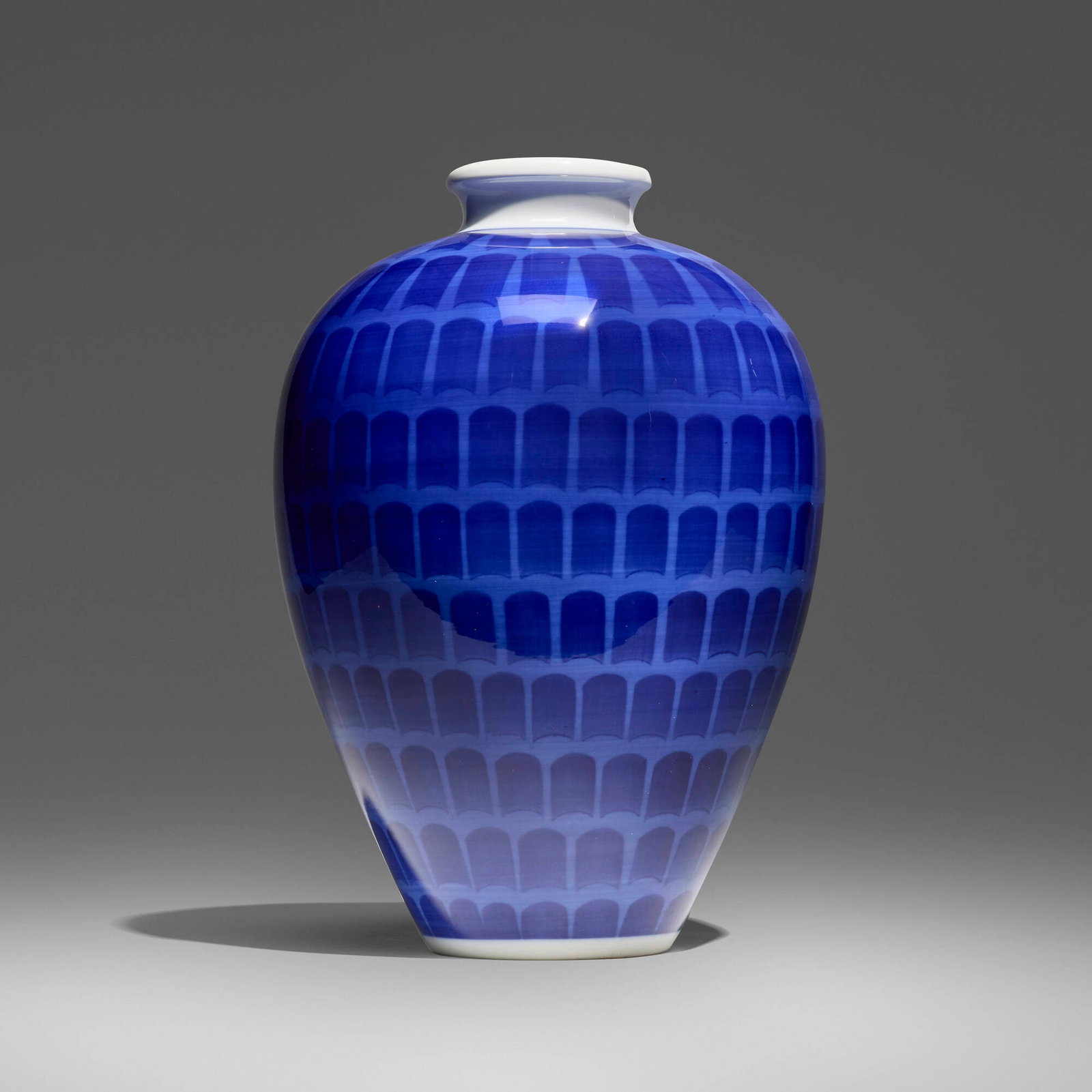 Trude Petri for Berlin (K.P.M.), Large vase: Trude Petri for Berlin (K.P.M.) Large vase Germany, c. 1950 glazed porcelain 16.5 h x 12.5 dia in (42 x 32 cm) Stamped manufacturer's mark to underside 'K.P.M' with scepter mark and decal labels