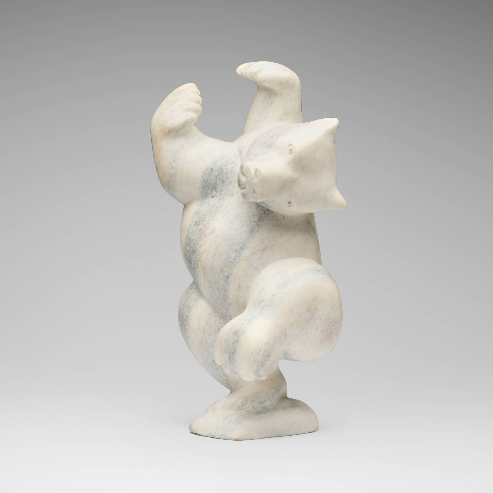 Artist Unknown, Dancing Polar Bear (Inuit sculpture): Artist Unknown Dancing Polar Bear (Inuit sculpture) marble 20 h x 11 w x 8.5 d in (51 x 28 x 22 cm) Provenance: Property from the Estate of Morton Swinsky This work will ship from Lambertville,