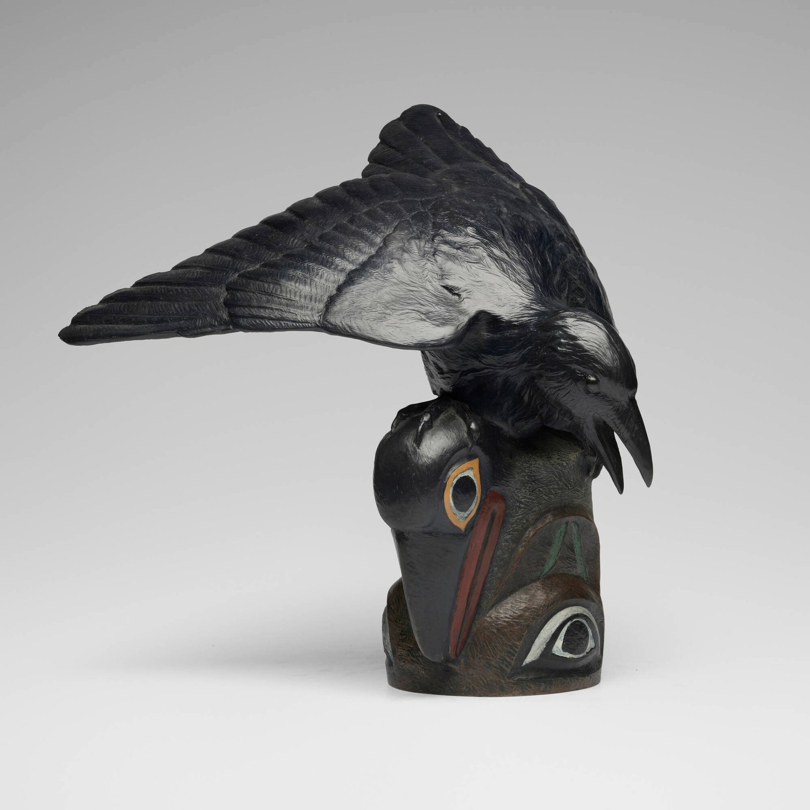 Martha Pettigrew, Two Ravens: Martha Pettigrew Two Ravens 1994 patinated cast bronze 13.875 h x 13.25 w x 13.75 d in (35 x 34 x 35 cm) Incised signature, title, date and number to base 'Two Ravens Martha Pettigrew ?1994