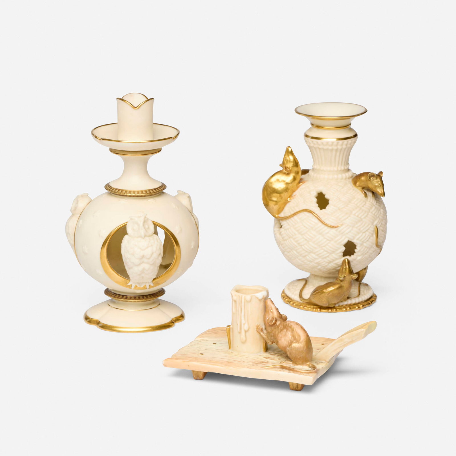 Royal Worcester, Collection of three candlesticks (1 of 3)