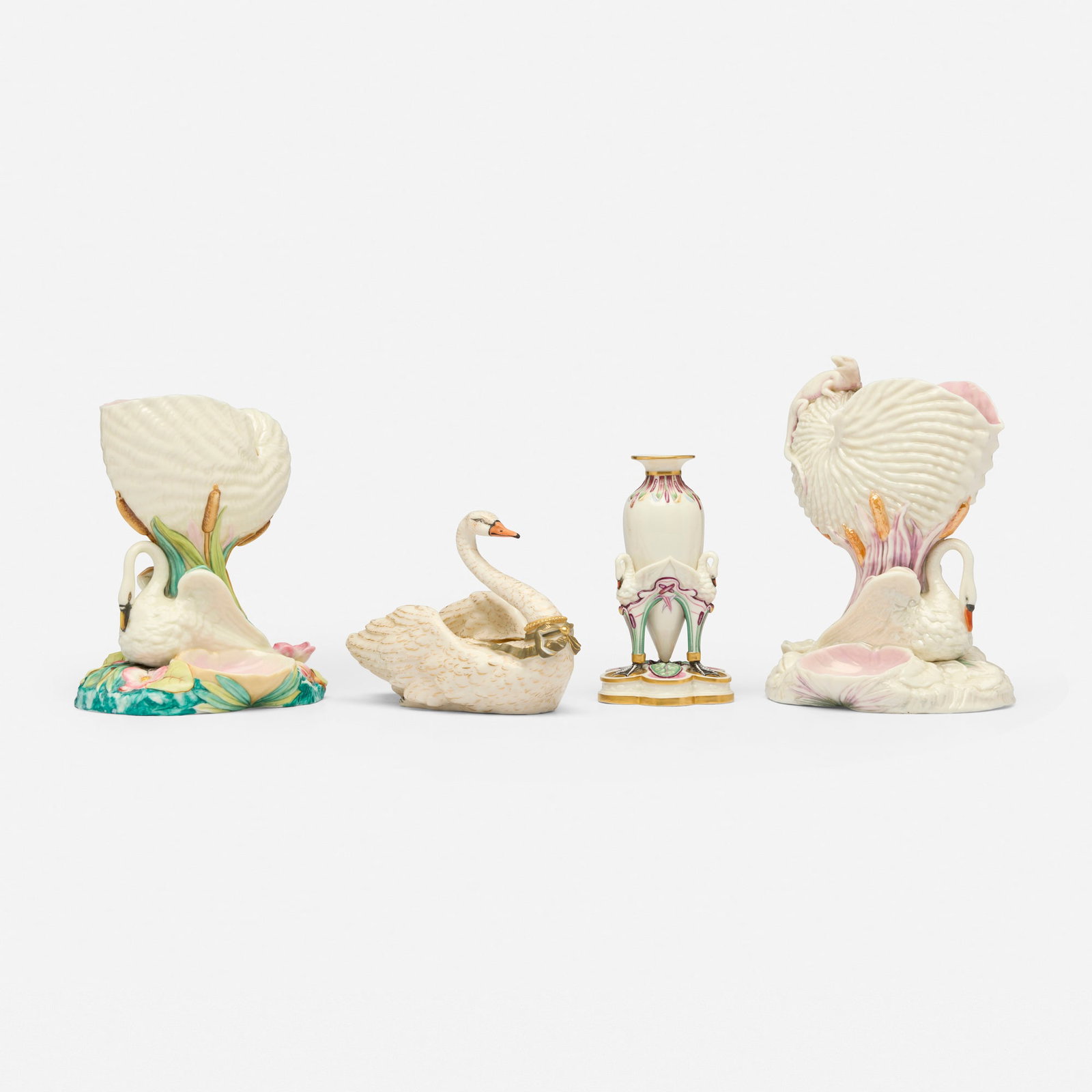 Royal Worcester, Collection of four works with swans (1 of 6)