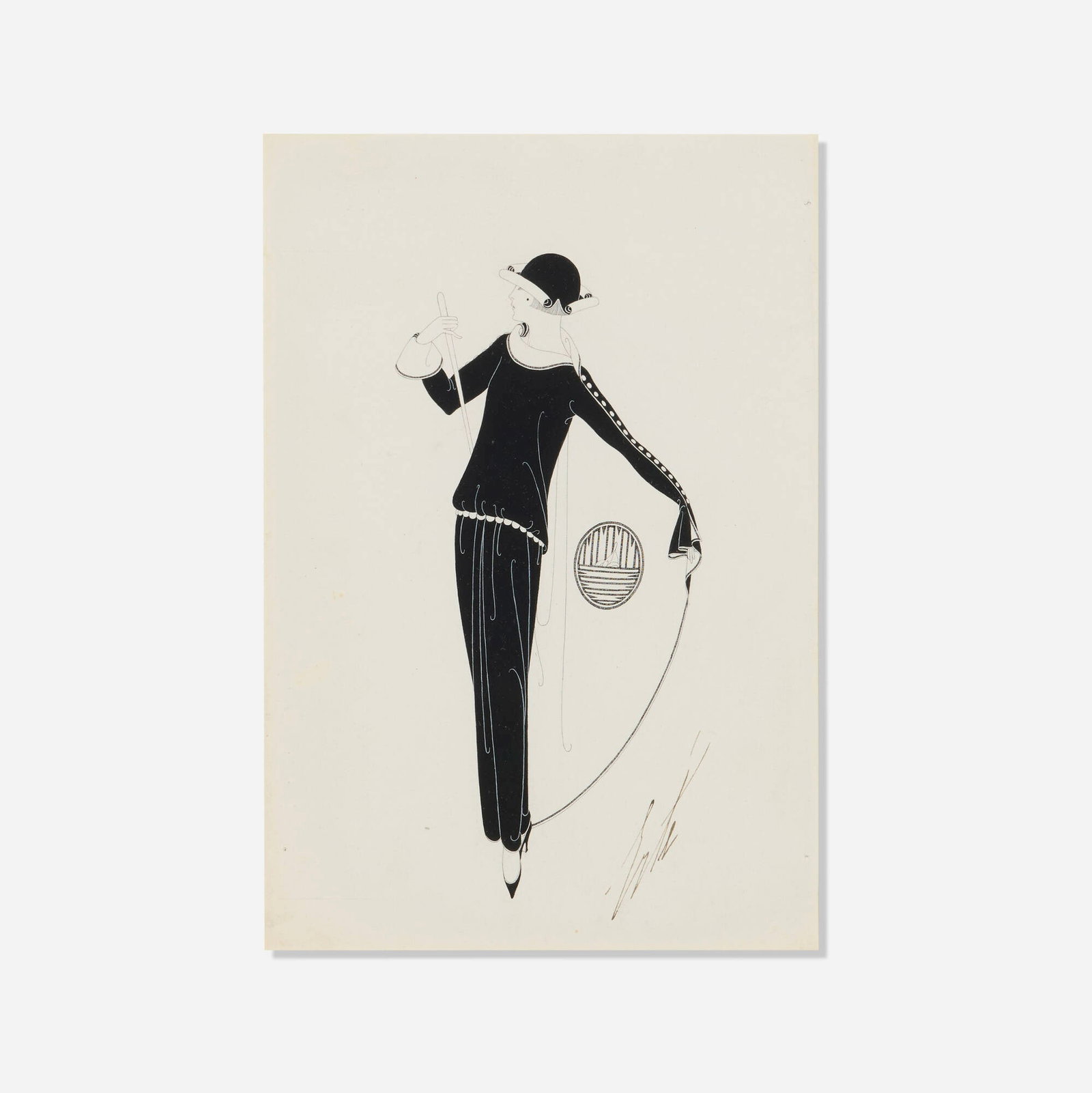 Erte (Romain de Tirtoff), Robe pour la Promenade for Harper's Bazaar: Erte (Romain de Tirtoff) Robe pour la Promenade for Harper's Bazaar 1922 ink on paper sight: 11.375 h x 7.625 w in (29 x 19 cm) Signed to lower right 'Erte'. Titled, dated and numbered to verso