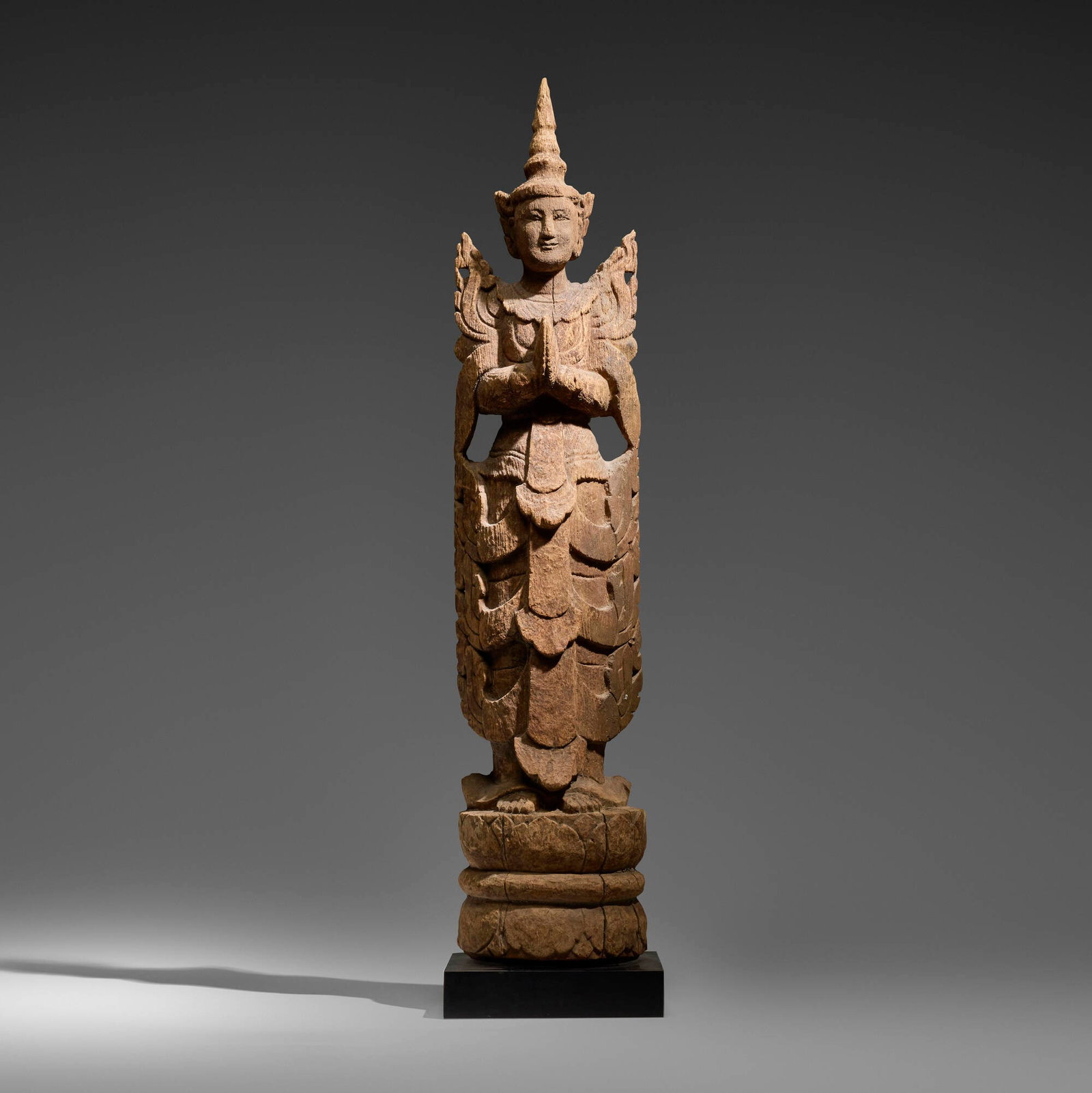 Burmese, Nat spirit: Burmese Nat spirit 18th-19th century carved wood 38.75 h x 8 dia in (98 x 20 cm) Provenance: Collection of Michael H. Epstein and Scott E. Schwimer This work will ship from Los Angeles, California.