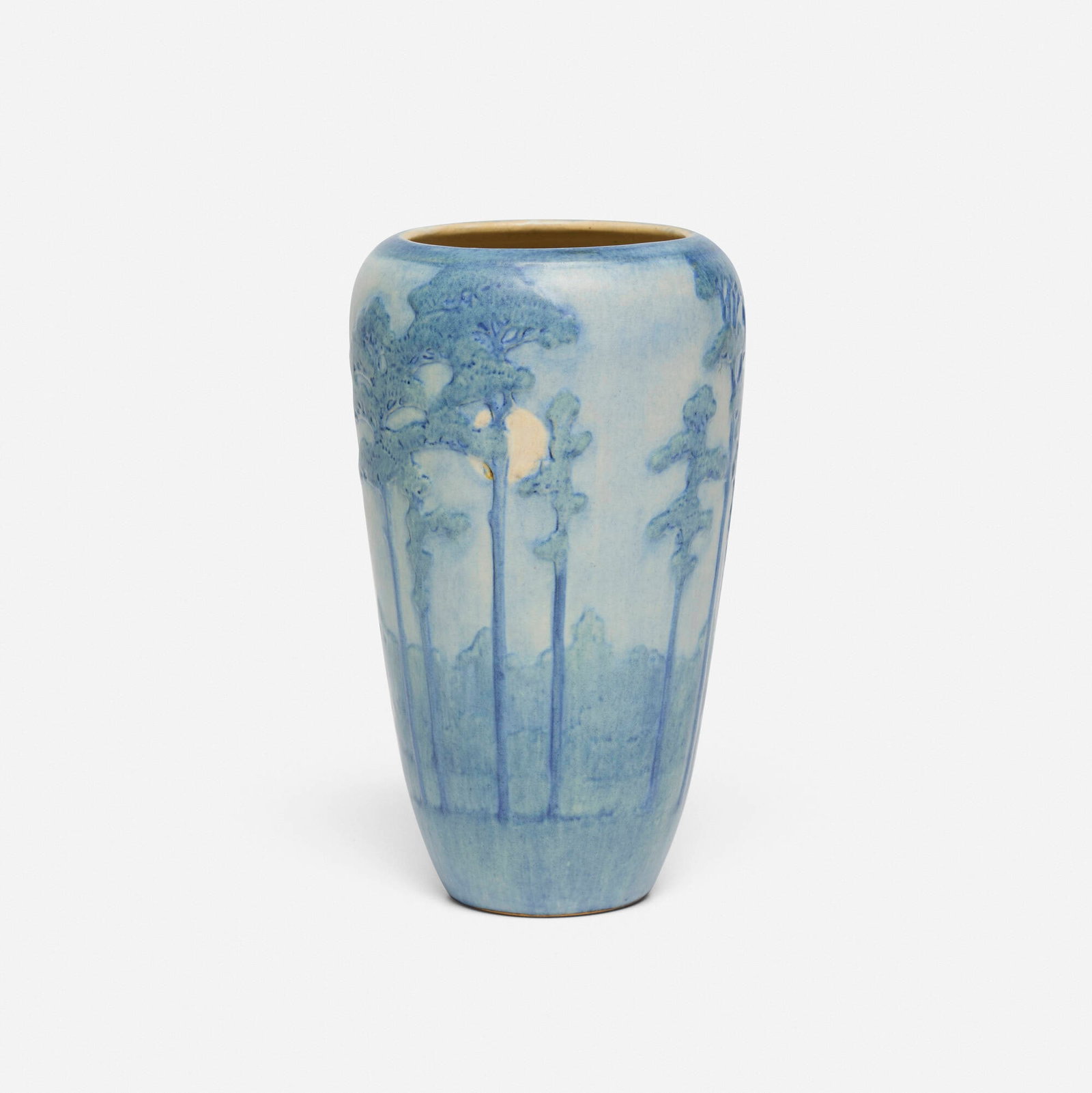 Anna Frances Simpson for Newcomb College Pottery, Scenic vase with tall pines and full moon (1 of 5)