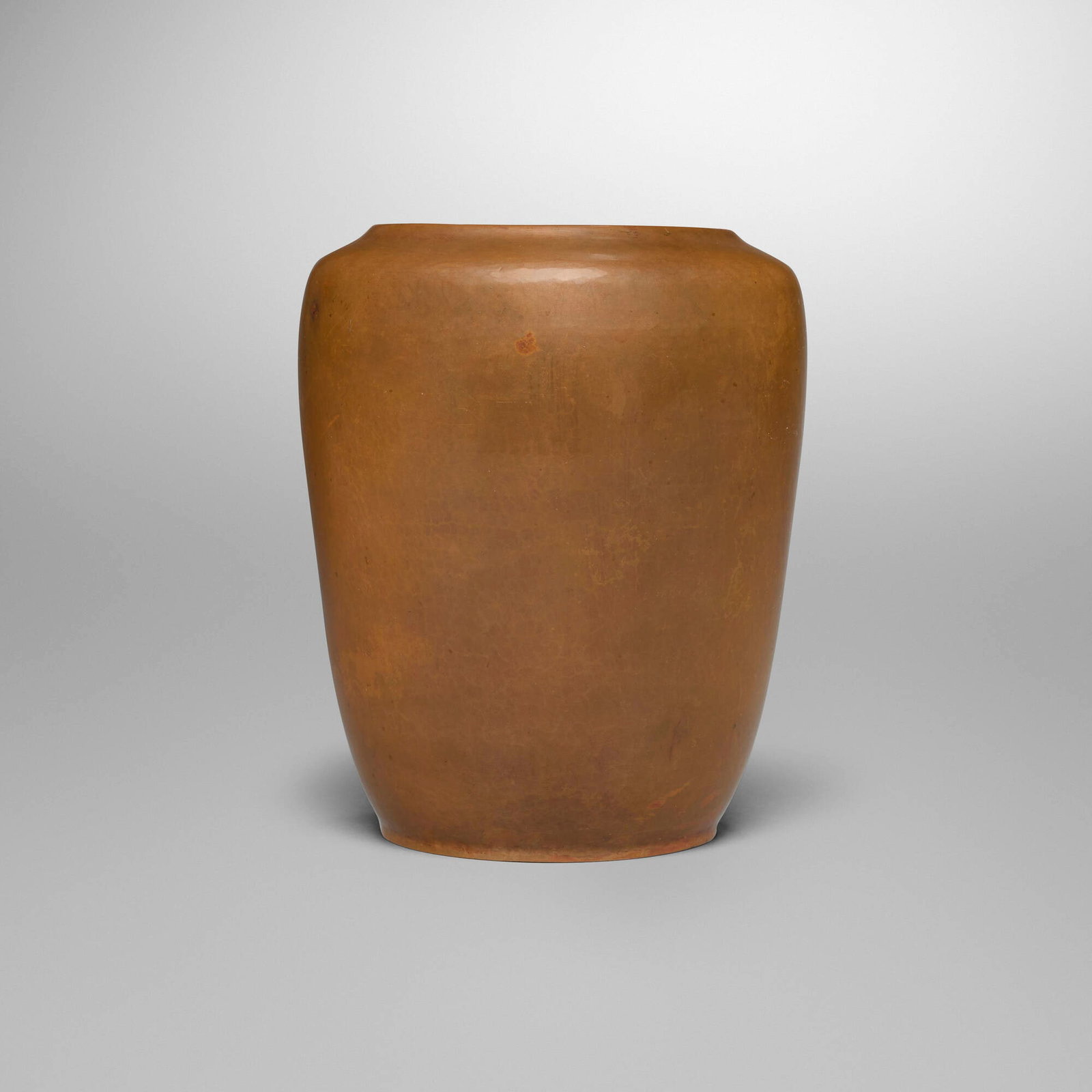 Dirk van Erp, Vase: Dirk van Erp Vase USA, c. 1915 handwrought copper 8.75 h x 7 dia in (22 x 18 cm) Impressed open-box windmill mark to underside 'Dirk van Erp' with ghost of D'Arcy Gaw. Literature: Arts and