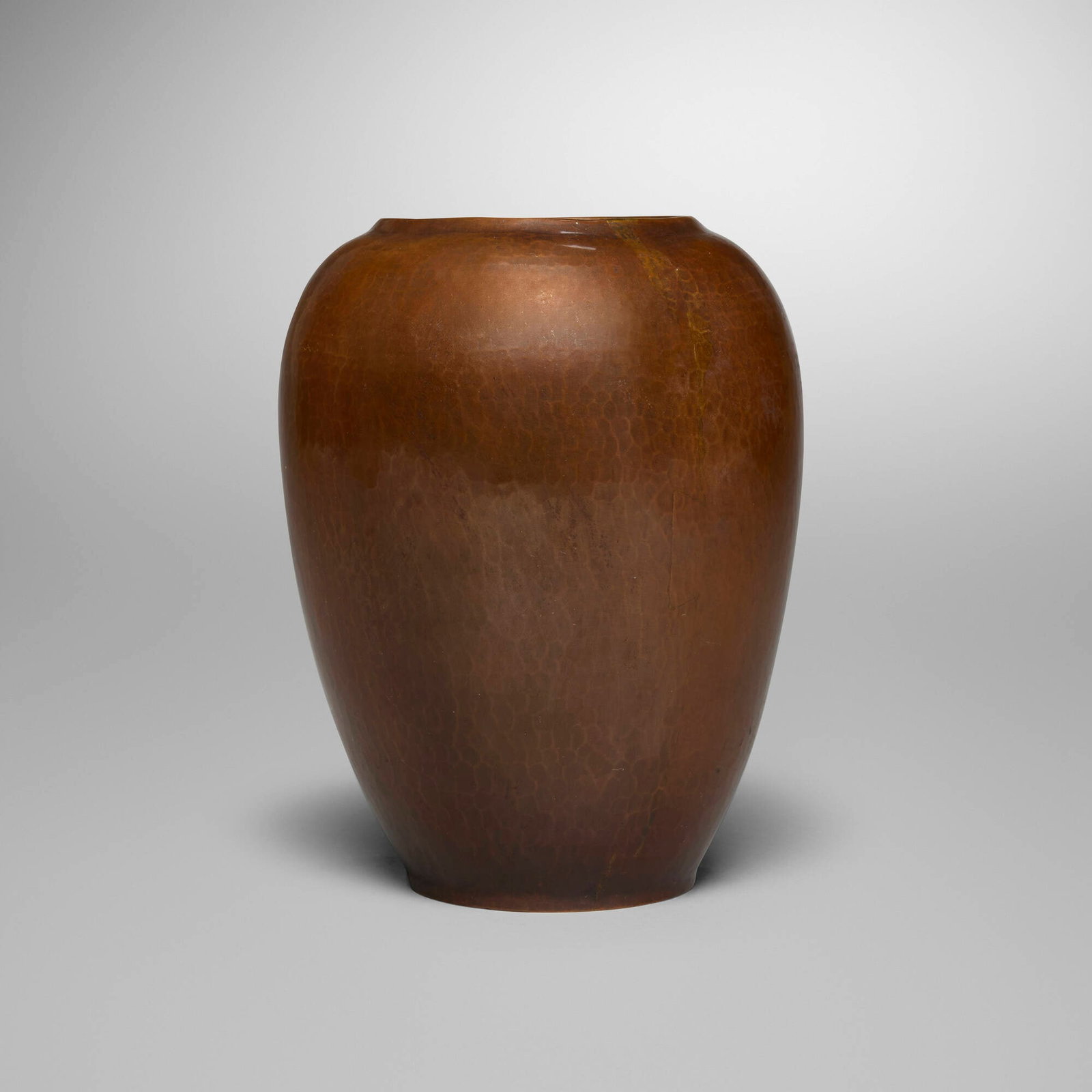 Dirk van Erp, Vase: Dirk van Erp Vase USA, c. 1915-30 handwrought copper 8 h x 6 dia in (20 x 15 cm) Impressed open-box windmill mark to underside 'Dirk van Erp'. Literature: Arts and Crafts Metalwork from the