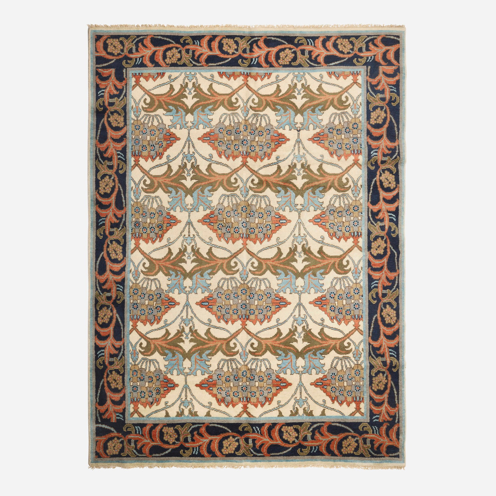 In the manner of William Morris, Medium-pile carpet: In the manner of William Morris Medium-pile carpet 21st century hand-knotted wool 8'10" x 11'10" in (269 x 361 cm) This work will ship from Lambertville, New Jersey.
