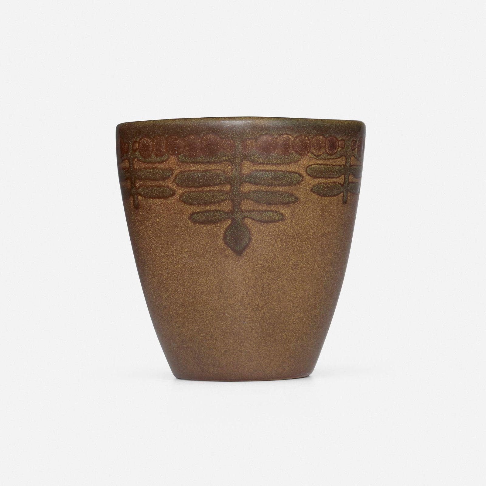 Marblehead Pottery, Vase with conventionalized plants (1 of 3)