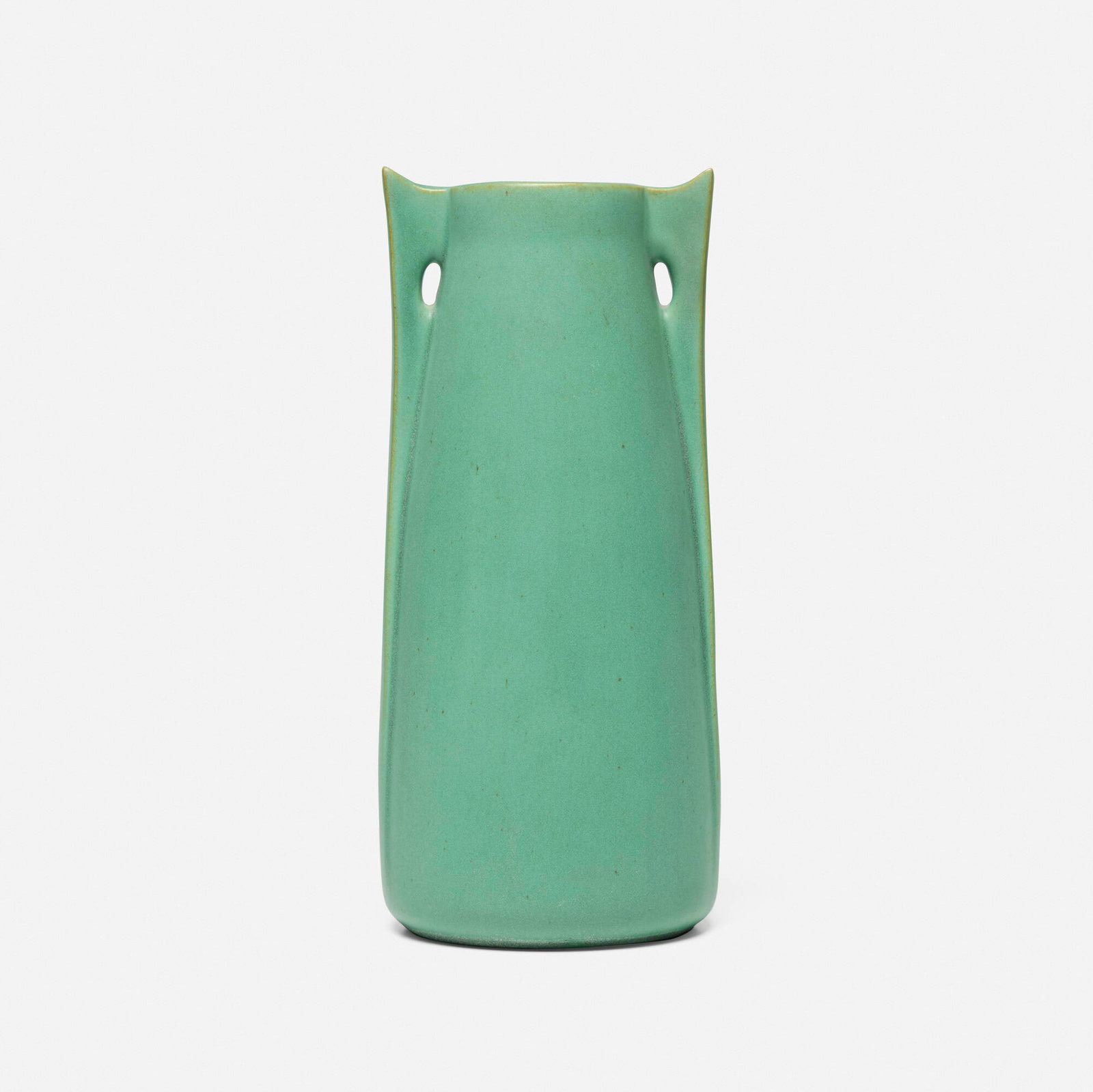 William Bryce Mundie for Teco Pottery, Vase, model 266: William Bryce Mundie for Teco Pottery Vase, model 266 USA, c. 1904 glazed earthenware 11 h x 4.75 dia in (28 x 12 cm) Impressed manufacturer's marks to underside 'Teco' with original