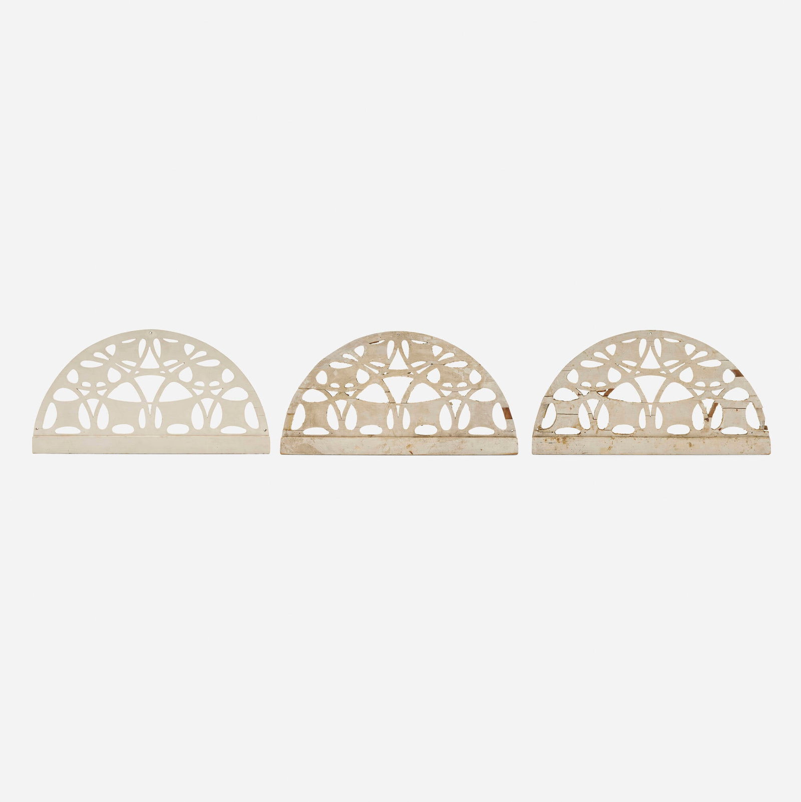 Charles Rohlfs, Lunettes for the Charles Rohlfs residence, Buffalo, New York, set of three: Charles Rohlfs Lunettes for the Charles Rohlfs residence, Buffalo, New York, set of three USA, c. 1910 painted wood 12.5 h x 24 w x 0.5 d in (32 x 61 x 1 cm) These lunettes were made for Rohlfs'