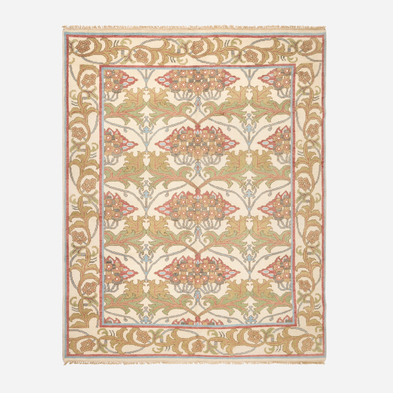 In the manner of William Morris, Medium-pile carpet: In the manner of William Morris Medium-pile carpet 21st century hand-knotted wool 7'11" x 9'11" in (241 x 304 cm) This work will ship from Lambertville, New Jersey.