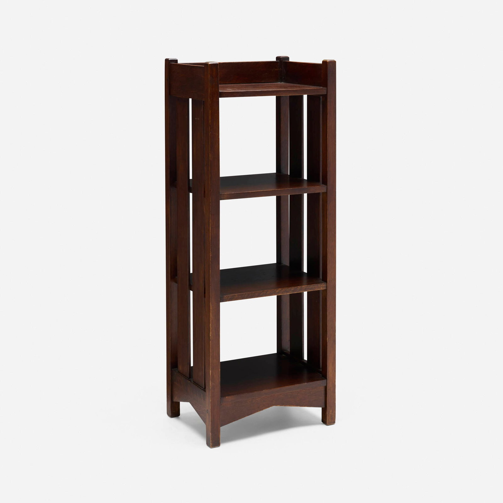 Limbert, Magazine stand, model 304: Limbert Magazine stand, model 304 USA, c. 1910 oak 42 h x 16 w x 12 d in (107 x 41 x 30 cm) Branded manufacturer's mark to reverse 'Limberts Arts & Crafts Furniture Made in Grand Rapids and
