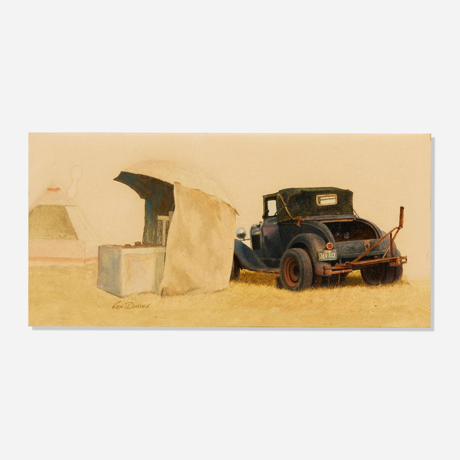 Kenneth Davies, Gay Head Antique: Kenneth Davies Gay Head Antique oil on paper laid to board 6.125 h x 12.125 w in (16 x 31 cm) Signed to lower left 'Ken Davies'. Provenance: Banfer Gallery, New York | Collection of Mr. and
