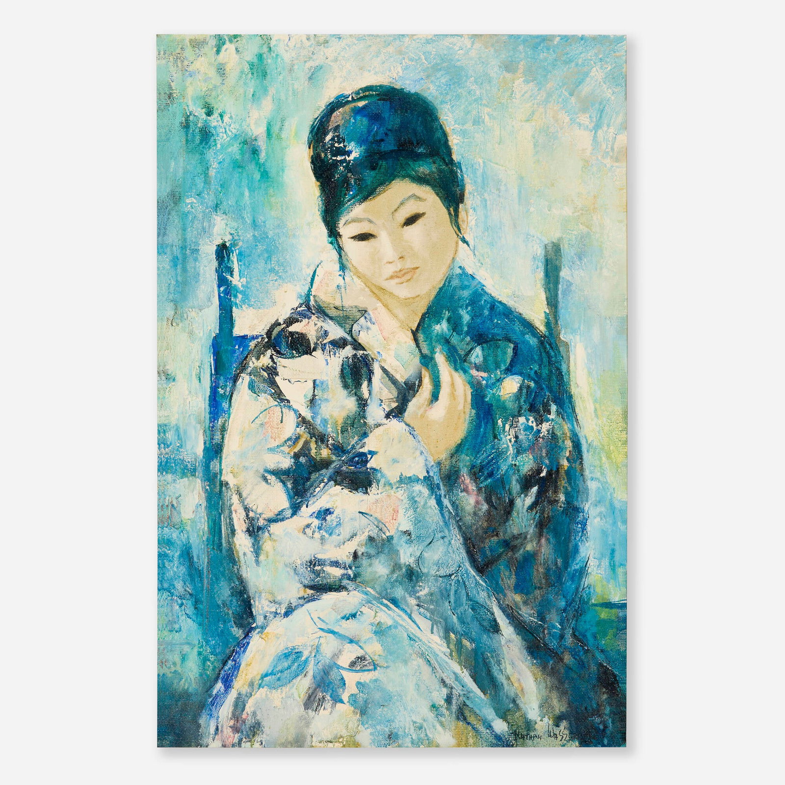 Nathan Wasserberger, Untitled: Nathan Wasserberger Untitled oil on canvas 35 h x 24 w in (89 x 61 cm) Signed to lower right 'Nathan Wasserberger'. Provenance: The Bernard and Edith Lewin Collection of Mexican Art | Gift from the