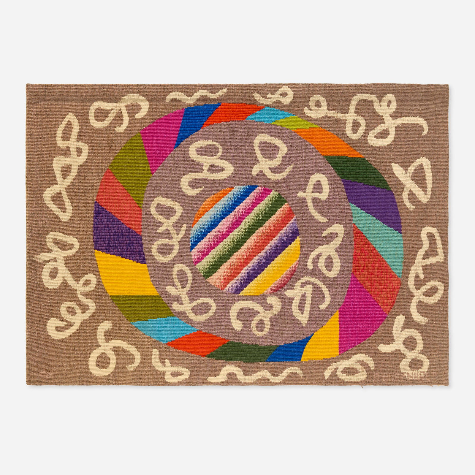 Amaranth Ehrenhalt, Parfait (tapestry): Amaranth Ehrenhalt Parfait (tapestry) USA, second half of the 20th century hand-woven wool 40 h x 56 w in (102 x 142 cm) Woven signature to lower right and number to reverse 'A. Ehrenhalt'