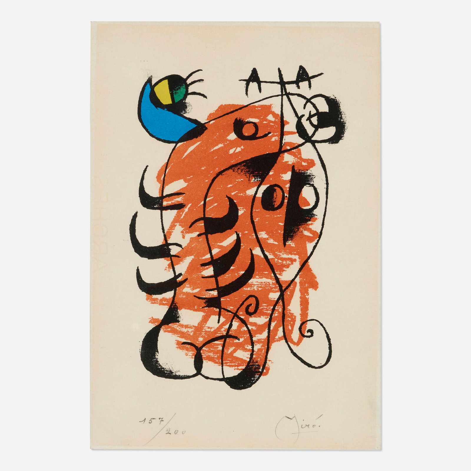 Joan Miro, La boite alerte: Joan Miro La boite alerte 1959 lithograph in colors on Arches 9.75 h x 6.5 w in (25 x 17 cm) Signed and numbered to lower edge '157/200 Miro'. This work is number 157 from the edition