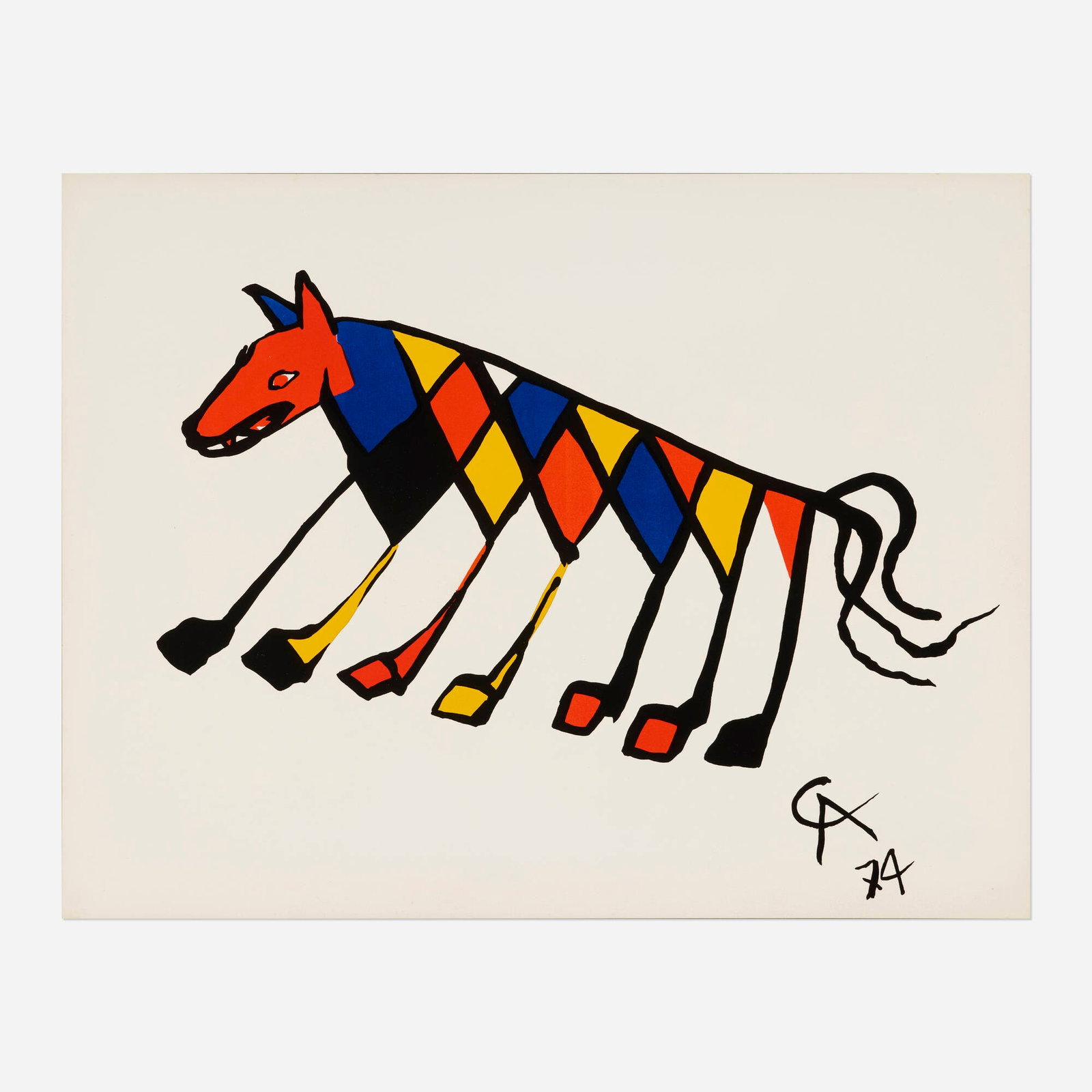 Alexander Calder, Beastie (from the Flying Colors portfolio): Alexander Calder Beastie (from the Flying Colors portfolio) 1974 screenprint in colors 20 h x 25.875 w in (51 x 66 cm) This work is from the edition of 250 published by State Street, New York f