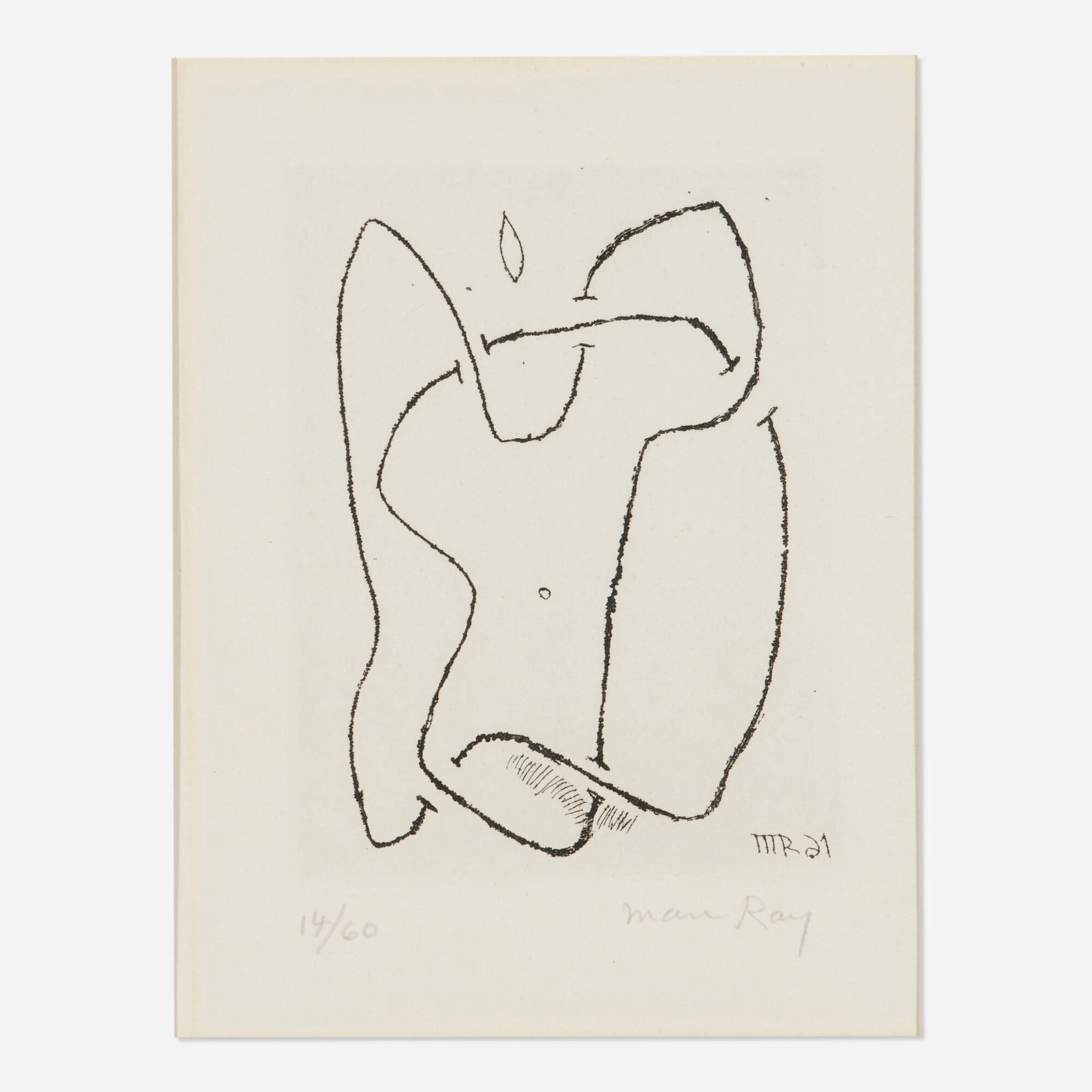 Man Ray, Untitled (from Surrealism between Two Wars): Man Ray Untitled (from Surrealism between Two Wars: International Anthology of Contemporary Engraving) 1966 etching image: 5.625 h x 4.25 w in (14 x 11 cm) sight: 7.625 h x 5.75 w in (19 x 15 cm)