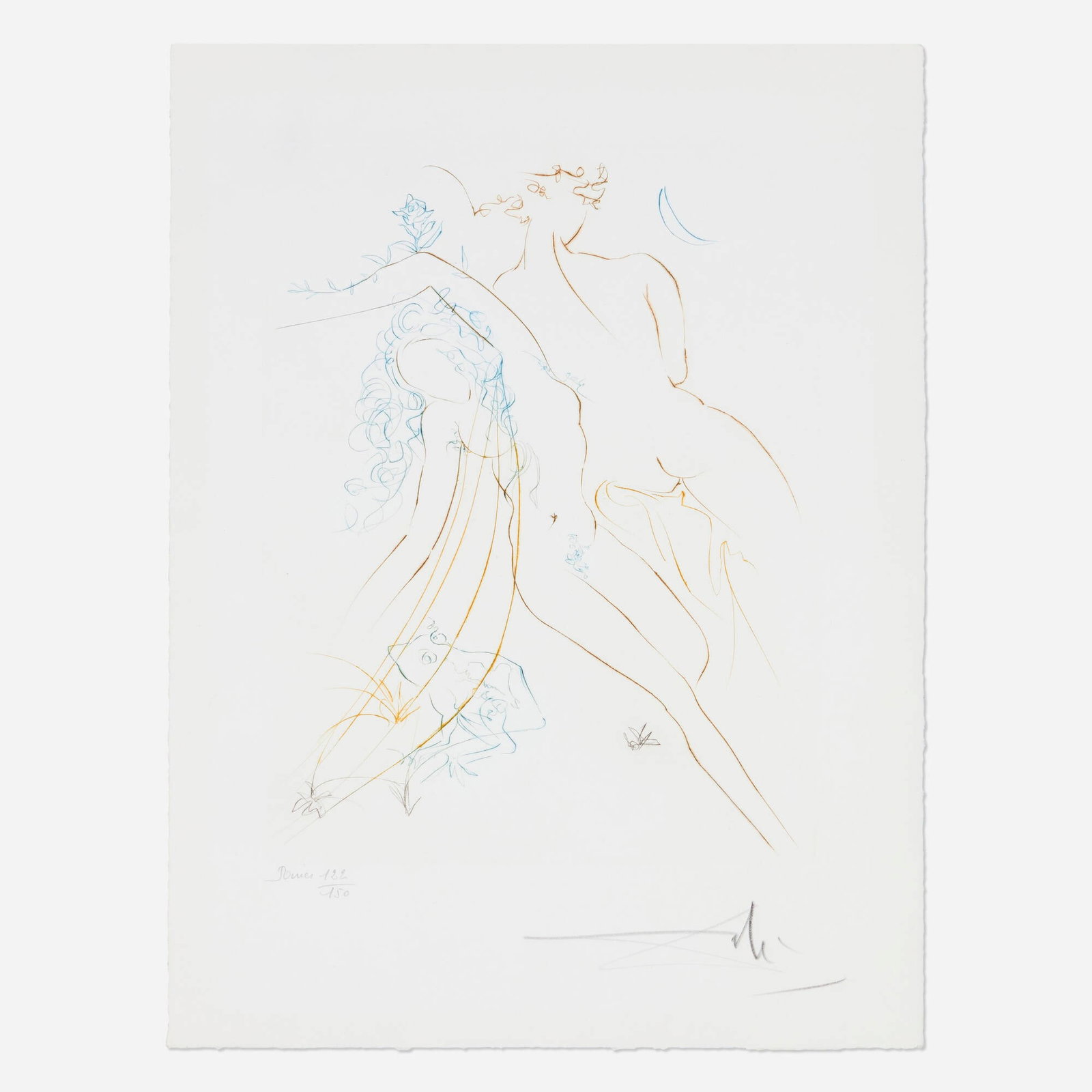 Salvador Dali, Innocent Slumber (from the Paradise Lost portfolio): Salvador Dali Innocent Slumber (from the Paradise Lost portfolio) 1974 etching in colors on BFK Rives image: 10.5 h x 8 w in (27 x 20 cm) sheet: 14.75 h x 11.125 w in (37 x 28 cm) Signed, nu