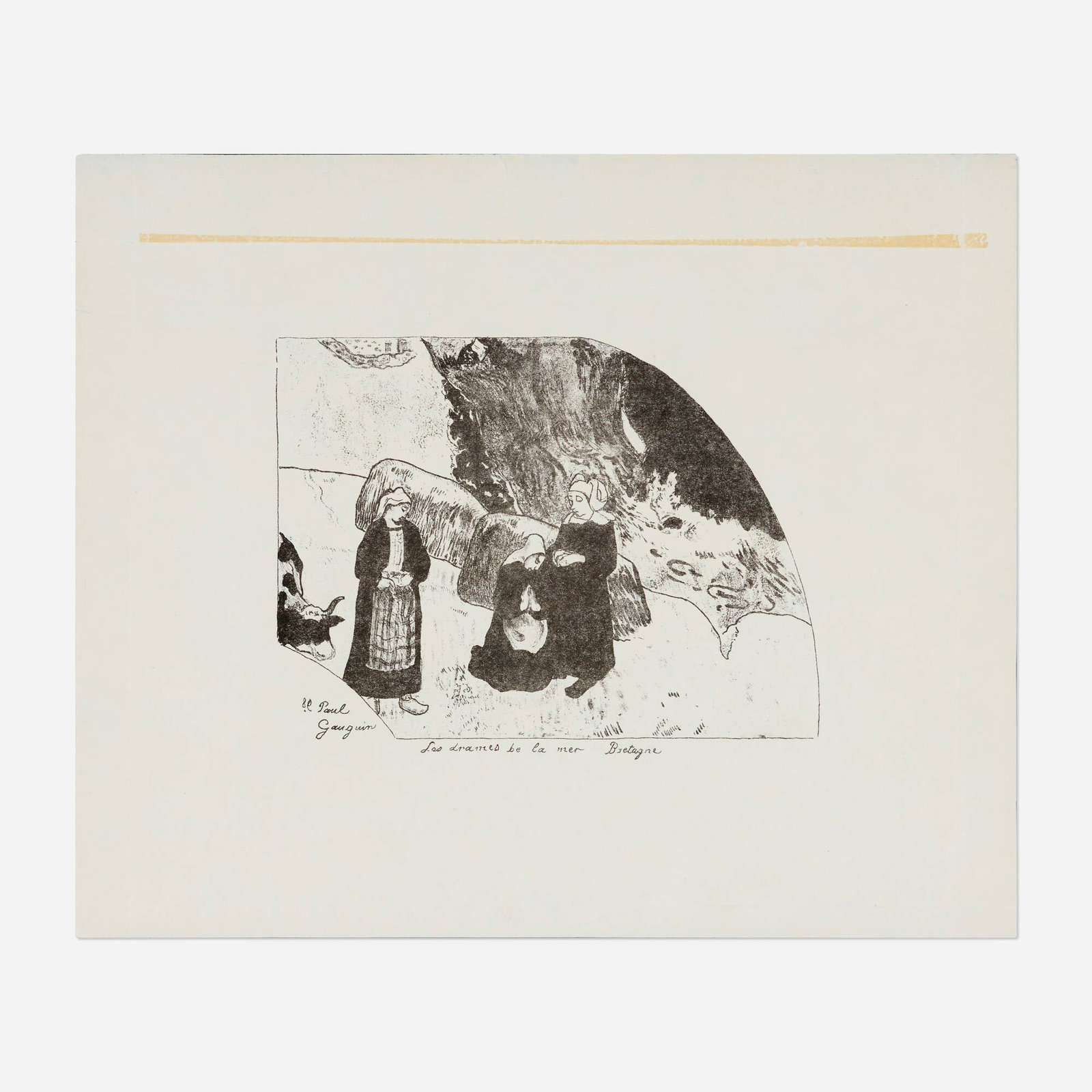 Paul Gauguin, Les drames de la mer, Bretagne: Paul Gauguin Les drames de la mer, Bretagne 1889 zincograph on simi-Japon 12.875 h x 15.375 w in (33 x 39 cm) This work is the second and final state. Literature: Guerin