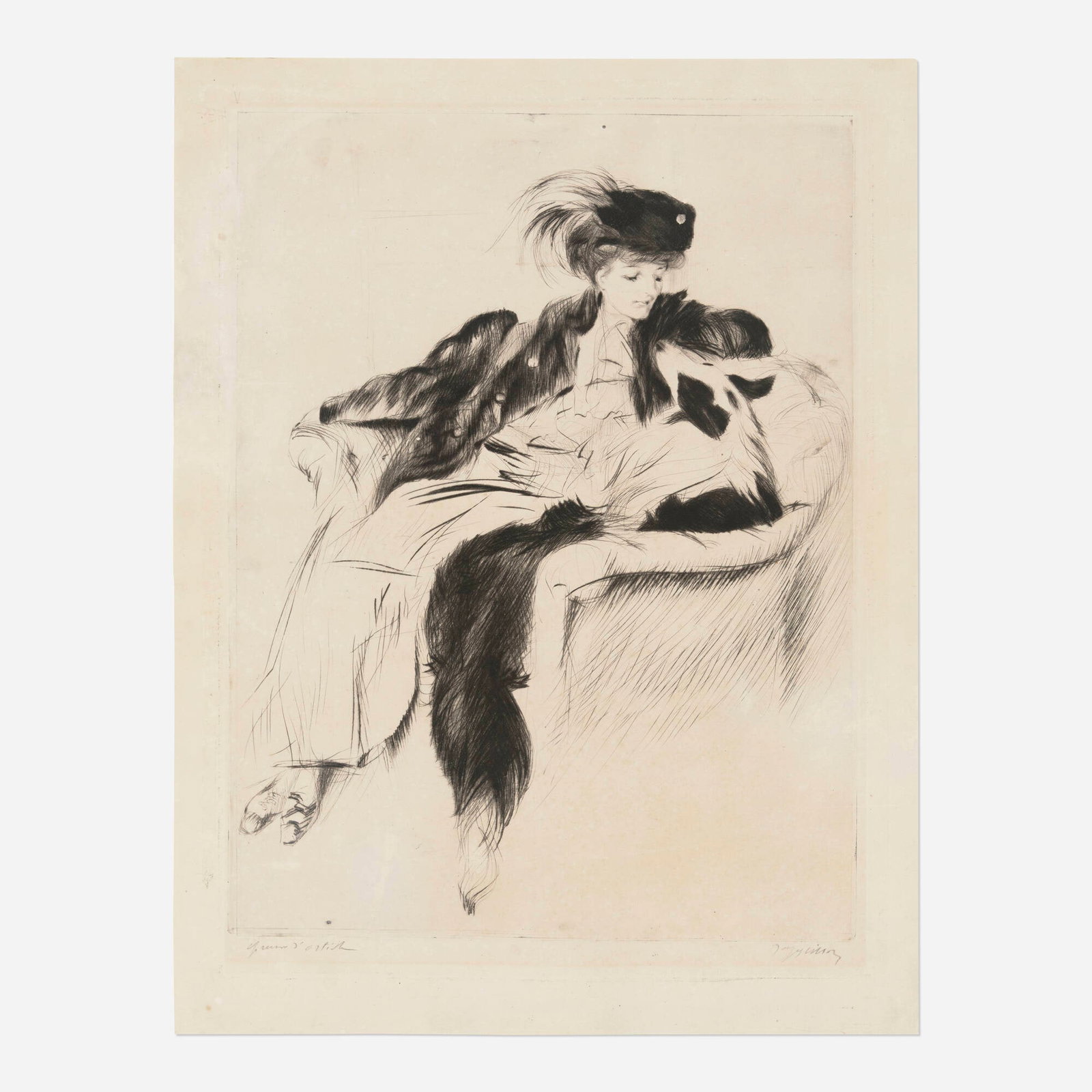 Jacques Villon, La femme au chien colley (1 of 4)