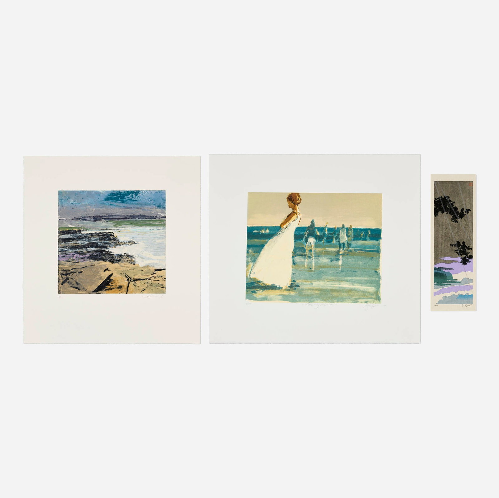 Various Artists, Three works: Various Artists Three works 2008, 2010, 2015 lithograph in colors; woodblock in colors; aquatint in colors 22.25 h x 25 w in (57 x 63 cm) 22.5 h x 21 w in (57 x 53 cm) 16.25 h x 5.5 w in (41 x 14 cm)