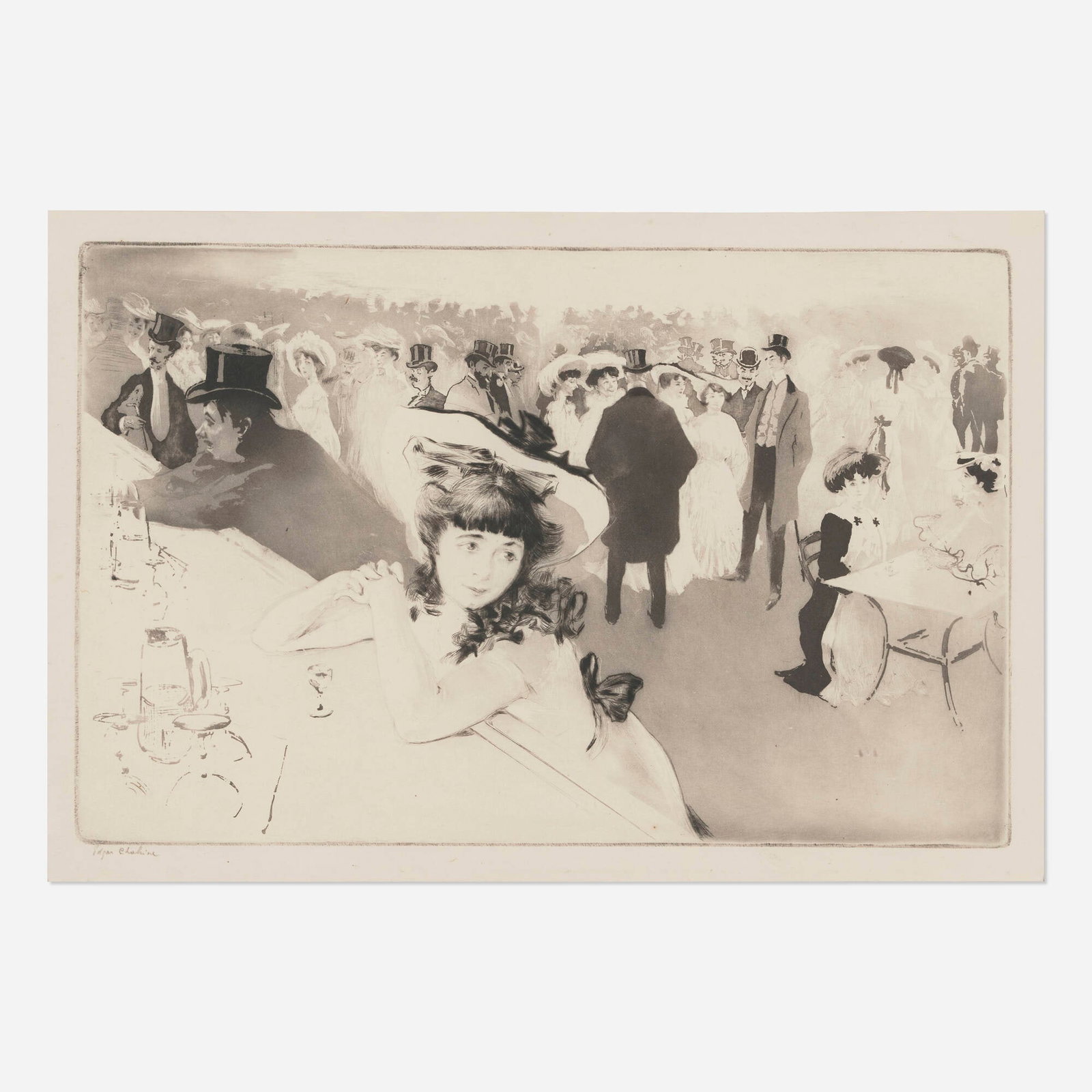 Edgar Chahine, Le Promenoir: Edgar Chahine Le Promenoir 1903 etching, aquatint and drypoint image: 11.625 h x 18.25 w in (30 x 46 cm) sight: 13.125 h x 19.5 w in (33 x 50 cm) Signed to lower edge 'Edgar Chahine