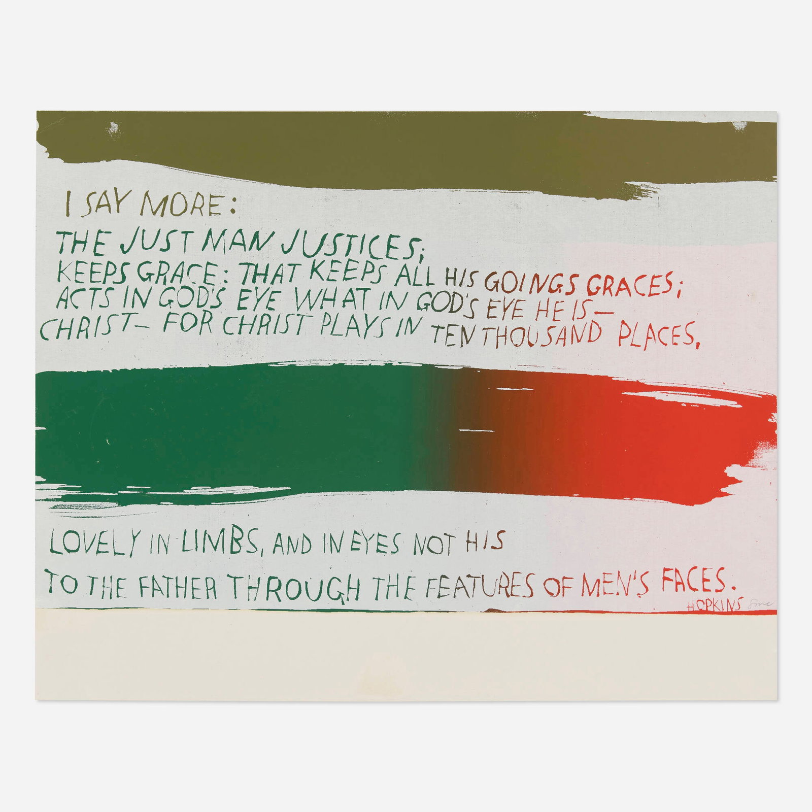 Corita Kent (Sister Mary Corita), lovely in limbs: Corita Kent (Sister Mary Corita) lovely in limbs 1964 screenprint in colors 12.375 h x 15.625 w in (31 x 40 cm) Signed to lower right 'SMC'. This work is from the edition of 100 and is