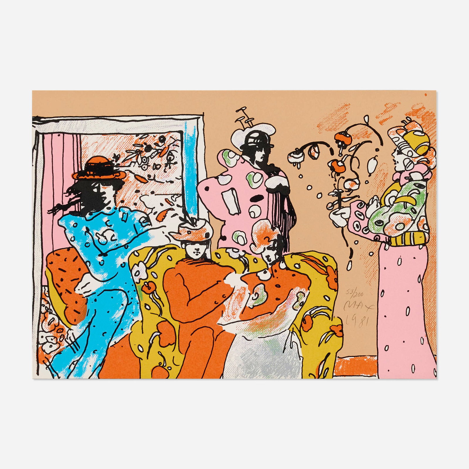 Peter Max, Flower Garden (from the If Series): Peter Max Flower Garden (from the If Series) 1981 screenprint in colors 10 h x 14 w in (25 x 36 cm) Signed, dated, and numbered to lower right '53/200 Max 1981'. This work is number 5