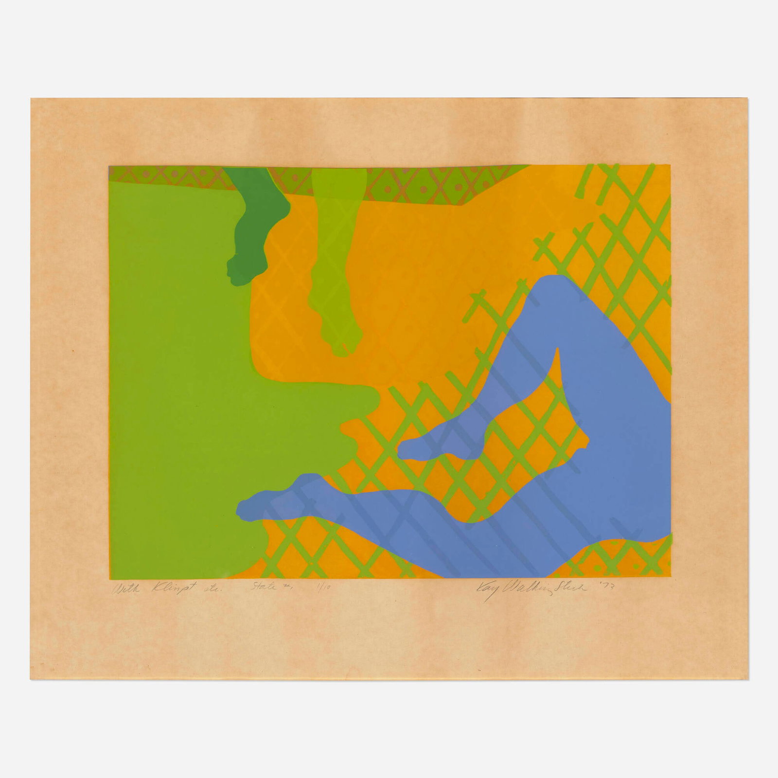 Kay WalkingStick, Untitled: Kay WalkingStick Untitled 1973 screenprint in colors image: 12.375 h x 16.875 w in (31 x 43 cm) sight: 17.5 h x 21.5 w in (44 x 55 cm) Signed, dated, numbered, and inscribed to lower edge 'with