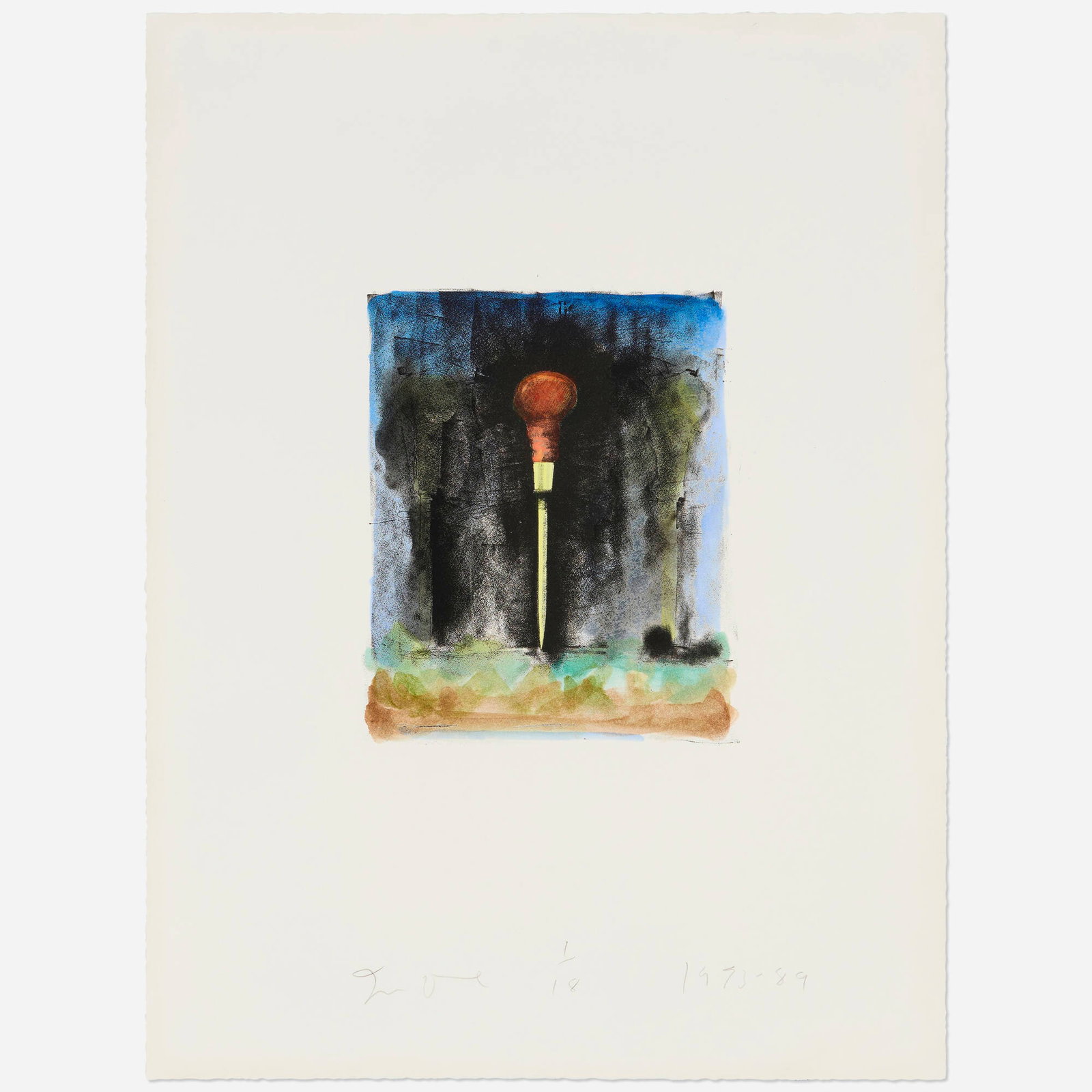 Jim Dine, Awl (from the Ten Hand-Colored Winter Tools II portfolio): Jim Dine Awl (from the Ten Hand-Colored Winter Tools II portfolio) 1973-89 lithograph with hand-coloring image: 10.25 h x 8.5 w in (26 x 22 cm) sheet: 23.75 h x 17.875 w in (60 x 45 cm) Sign