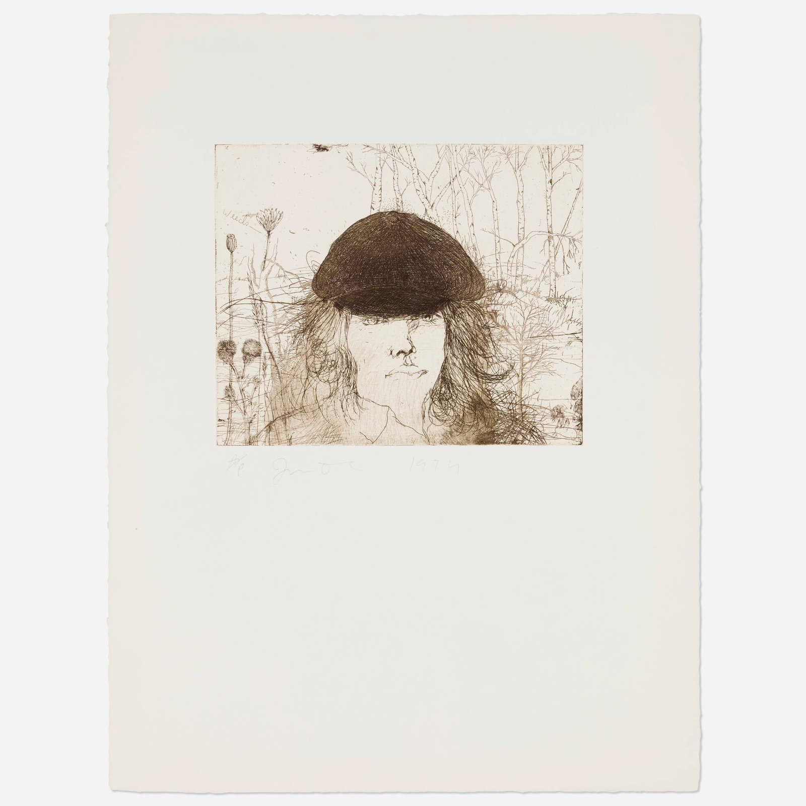 Jim Dine, Self-Portrait in a Flat Cap (weeds) (1 of 3)