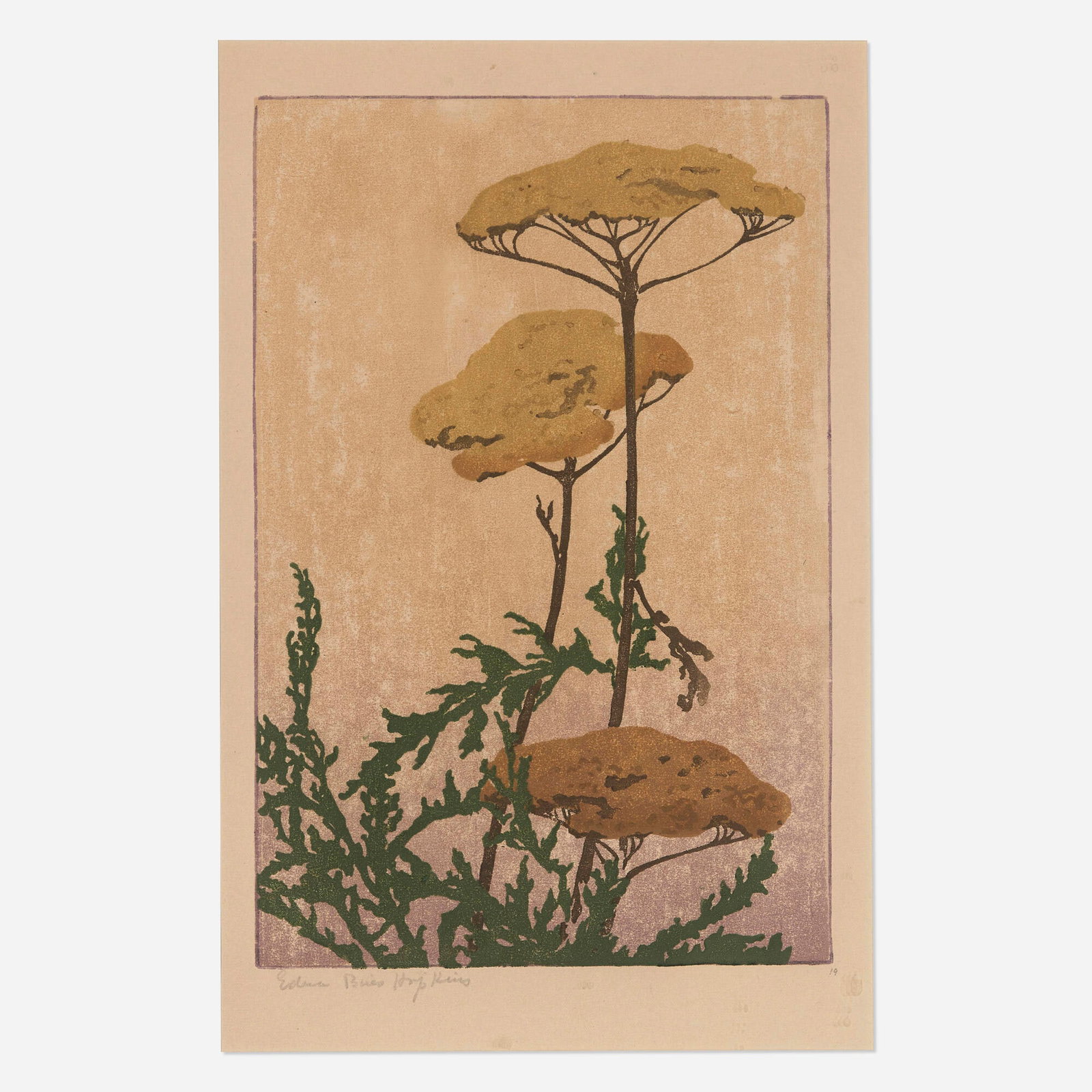 Edna Boies Hopkins, Achilles: Edna Boies Hopkins Achilles c. 1906 woodcut in colors image: 11 h x 7.25 w in (28 x 18 cm) sheet: 15.75 h x 10.25 w in (40 x 26 cm) Signed, titled, and numbered to lower margin 'Edna Boies H