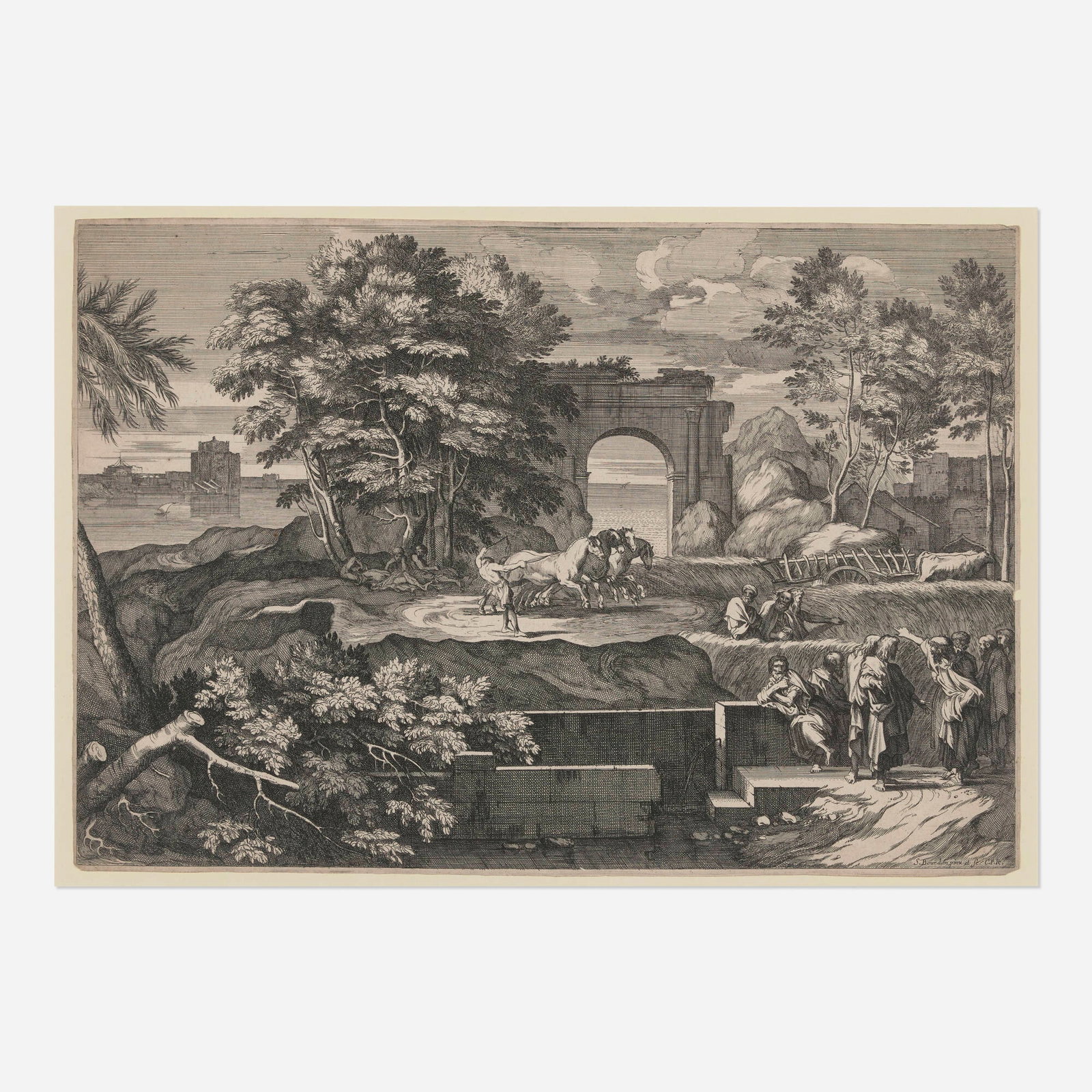 Sebastien Bourdon, Christ and His Disciples with a Triumphal Arch in the Distance (1 of 4)