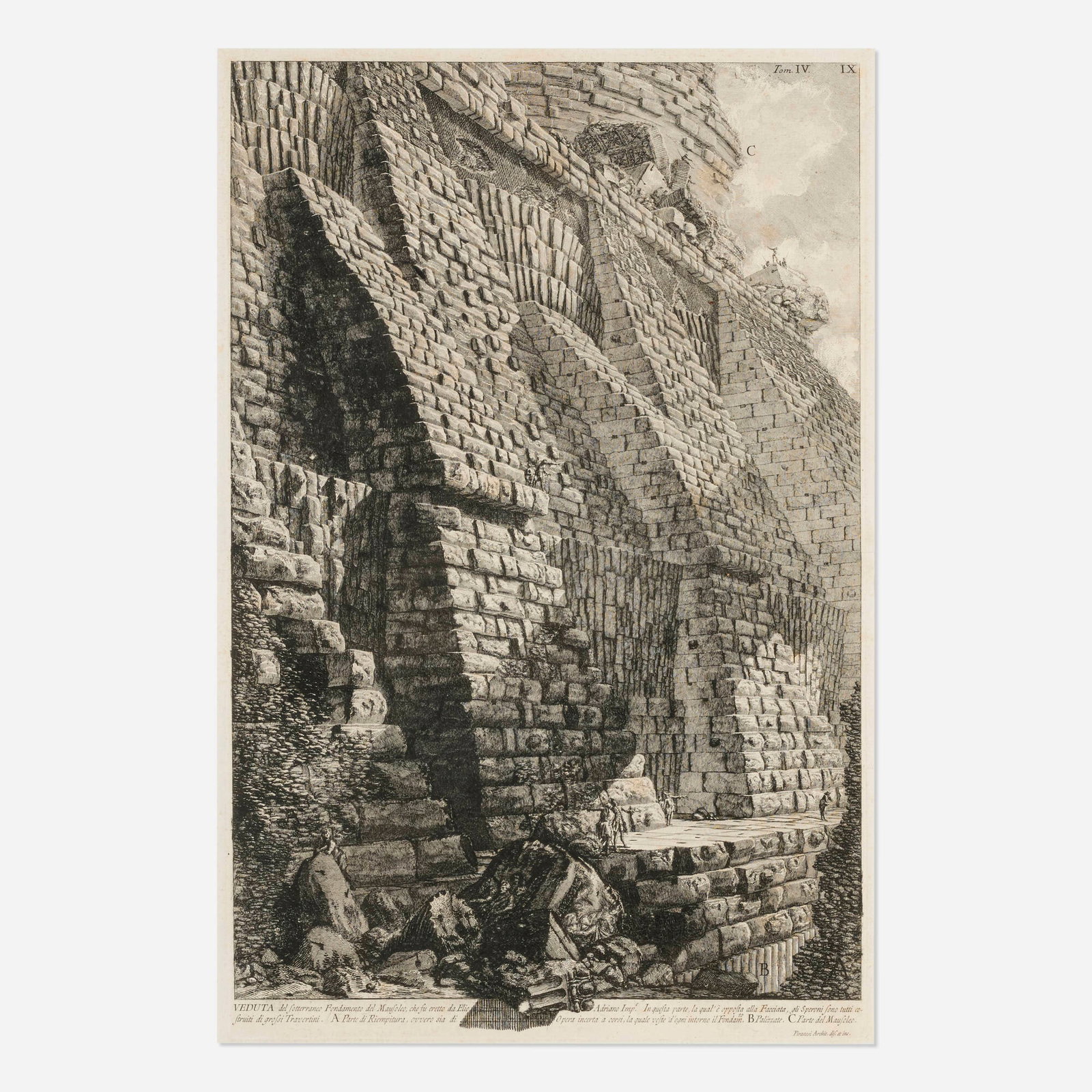 Giovanni Battista Piranesi, View of the subterrean foundation of the Mausoleum (1 of 4)