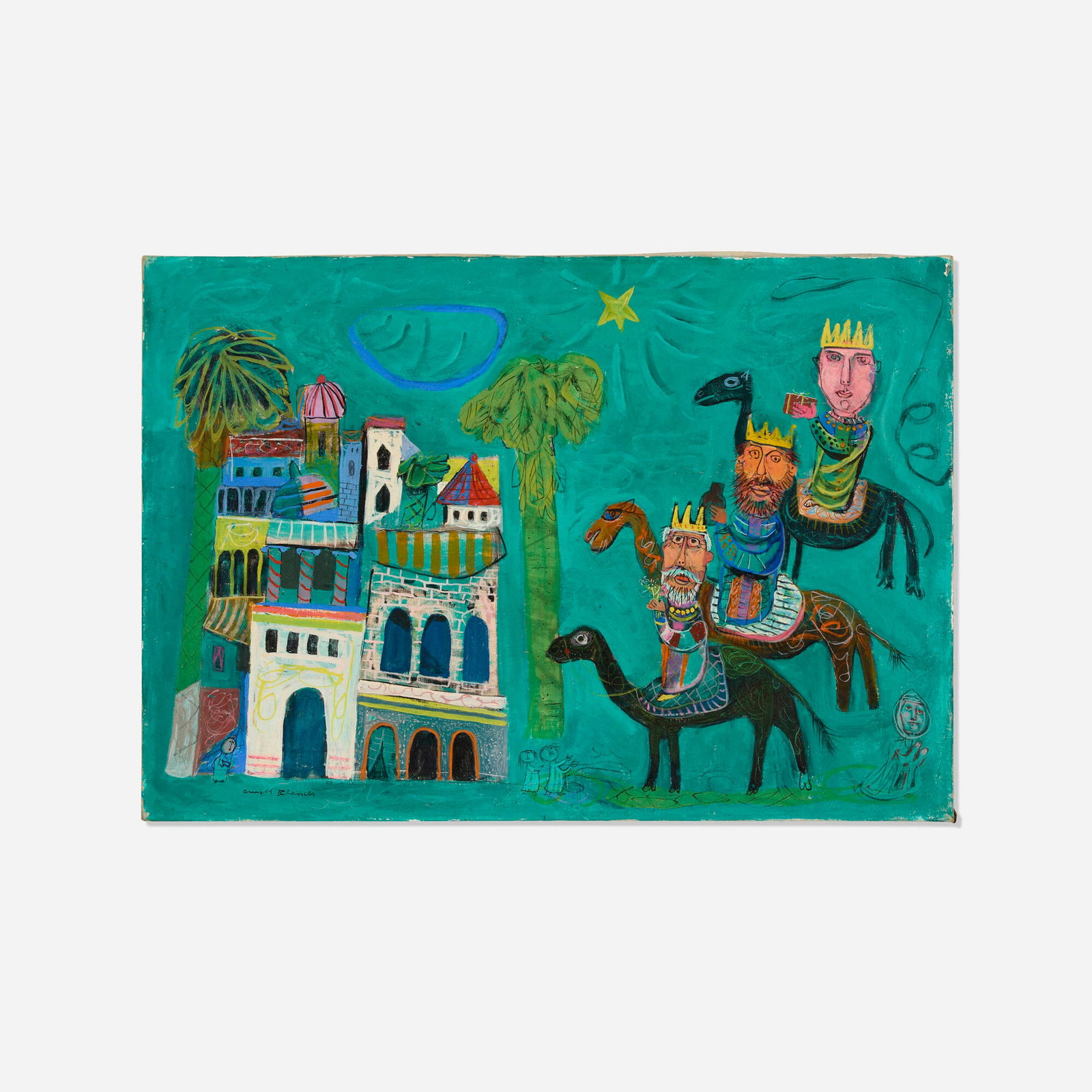 Arnold Blanch, Untitled (The Three Kings): Arnold Blanch Untitled (The Three Kings) oil on canvas 18 h x 26 w in (46 x 66 cm) Signed to lower left 'Arnold Blanch'. Provenance: The Artist | Estate of Doris Le