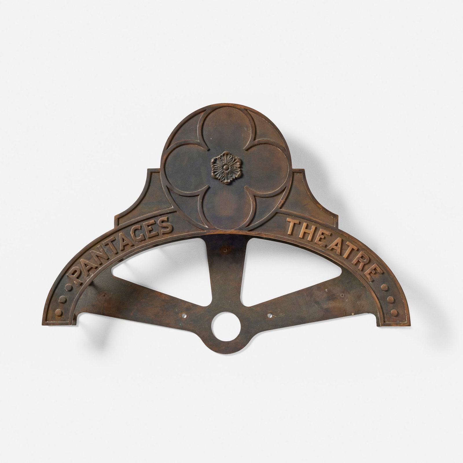Art Deco Style, Sign from the Pantages Theater, Los Angeles: Art Deco Style Sign from the Pantages Theater, Los Angeles c. 1945 bronze 24.5 h x 36 w x 3.5 d in (62 x 91 x 9 cm) Provenance: Pantages Theater, Los Angeles | Private Collection This
