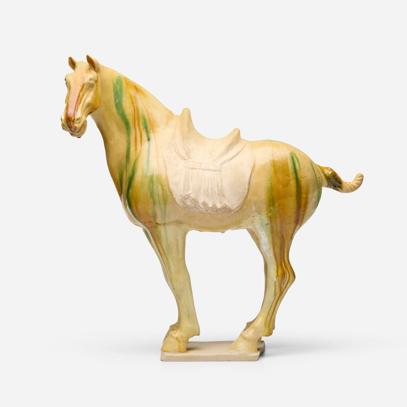 Chinese, Standing horse: Chinese Standing horse Tang dynasty or later sancai-glazed earthenware 19.25 h x 19.25 w x 8.25 d in (49 x 49 x 21 cm) This work will ship from Lambertville, New Jersey.