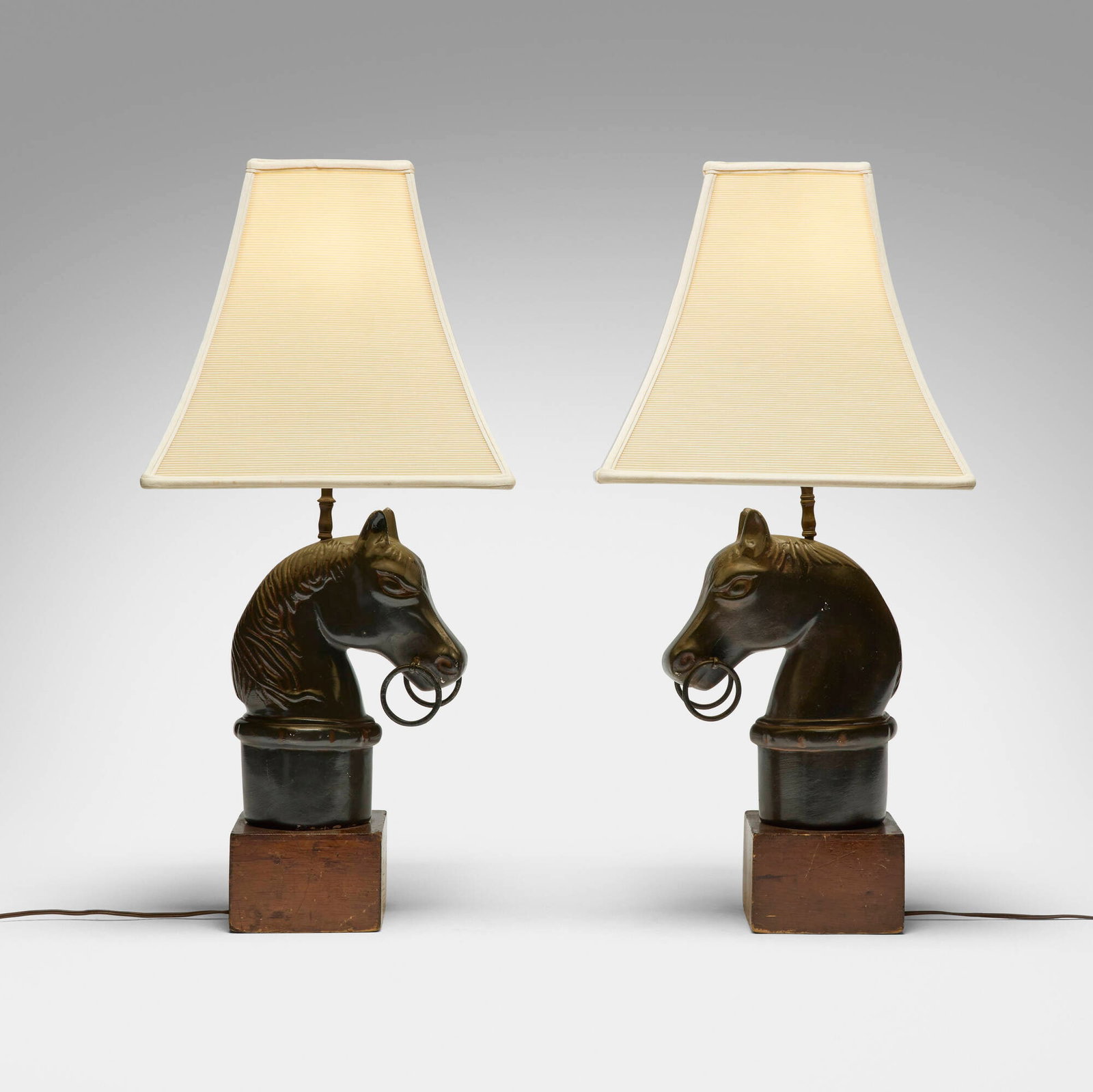 Frederick Cooper, attribution, Horse head hitching post-form table lamps, pair (1 of 5)