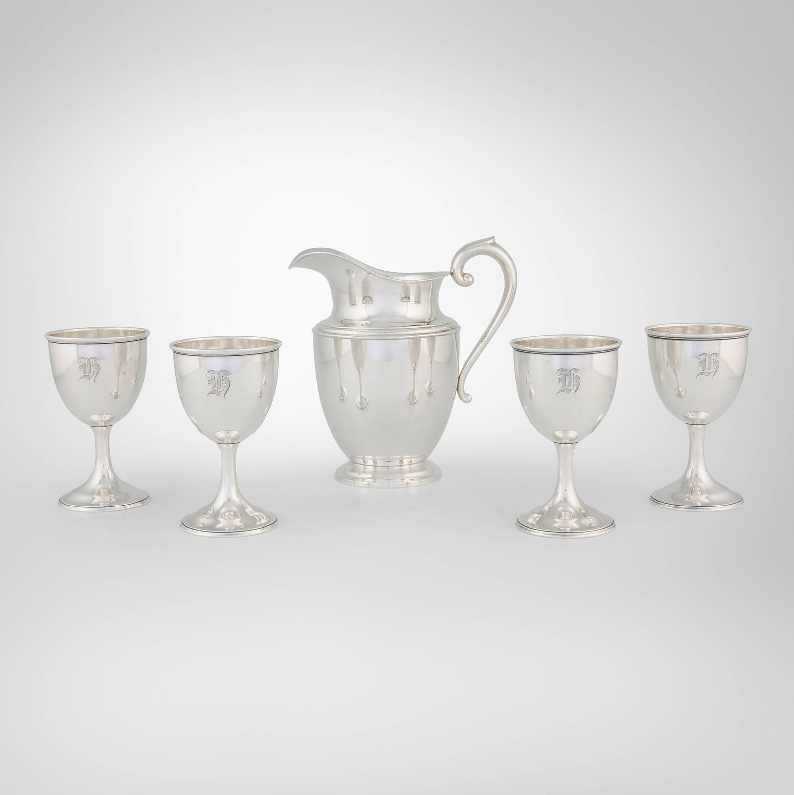 American, Pitcher and goblets, set of four (1 of 5)