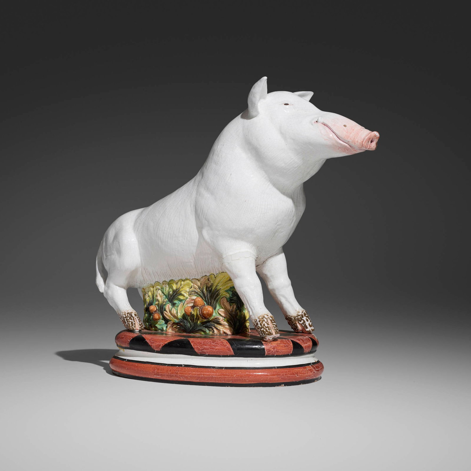 Italian, Large figure of boar: Italian Large figure of boar 20th century glazed terracotta 32 h x 38 w x 14 d in (81 x 97 x 36 cm) This work will ship from Chicago, Illinois.